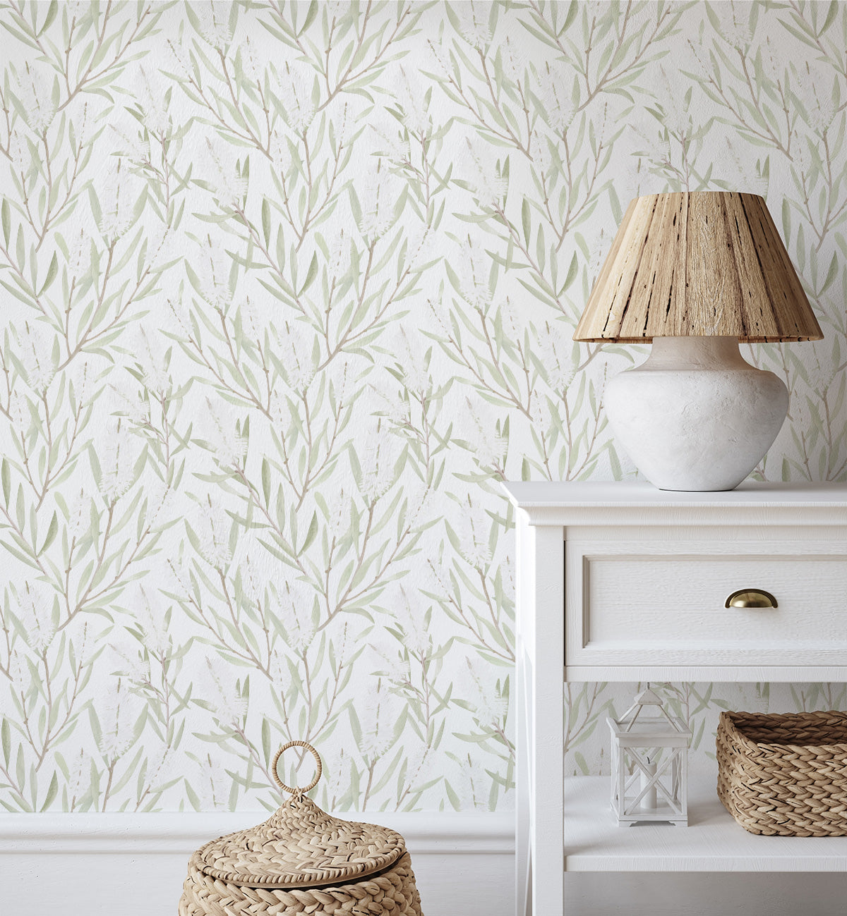 Bush Walk in Sage Green Wallpaper