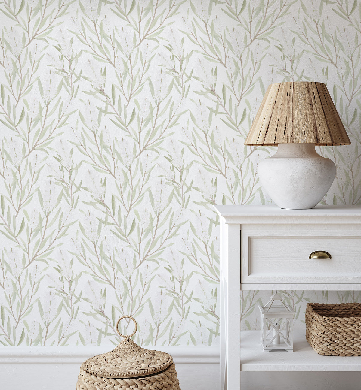 Bush Walk in Sage Green Wallpaper from Olive et Oriel where you can shop wallpaper and artworks online