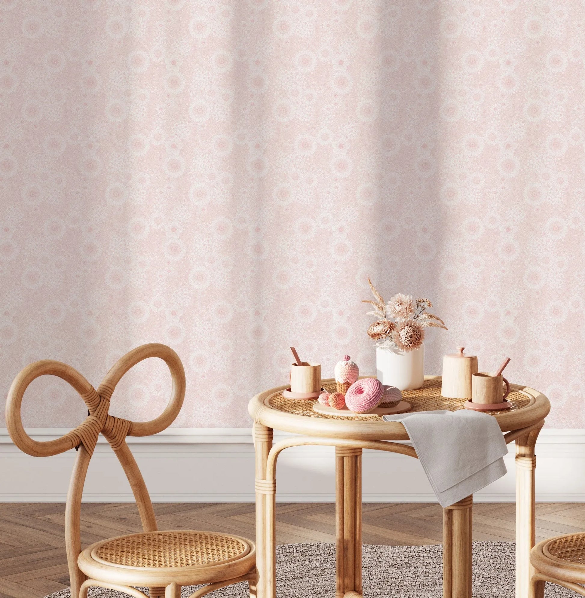 Posy Blossom Soft Pink Wallpaper from Olive et Oriel where you can shop wallpaper and artworks online