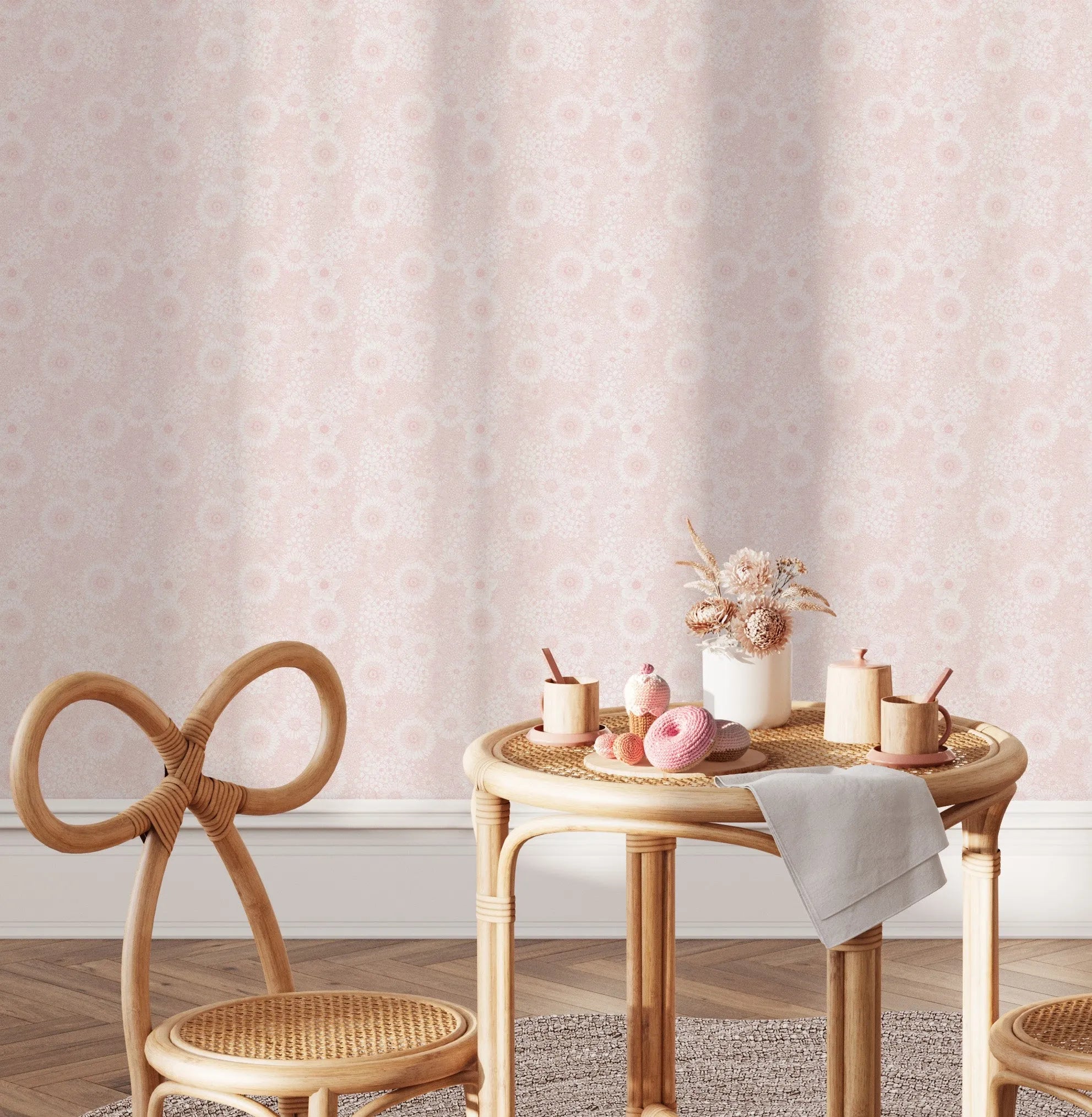 Posy Blossom Soft Pink Wallpaper from Olive et Oriel where you can shop wallpaper and artworks online