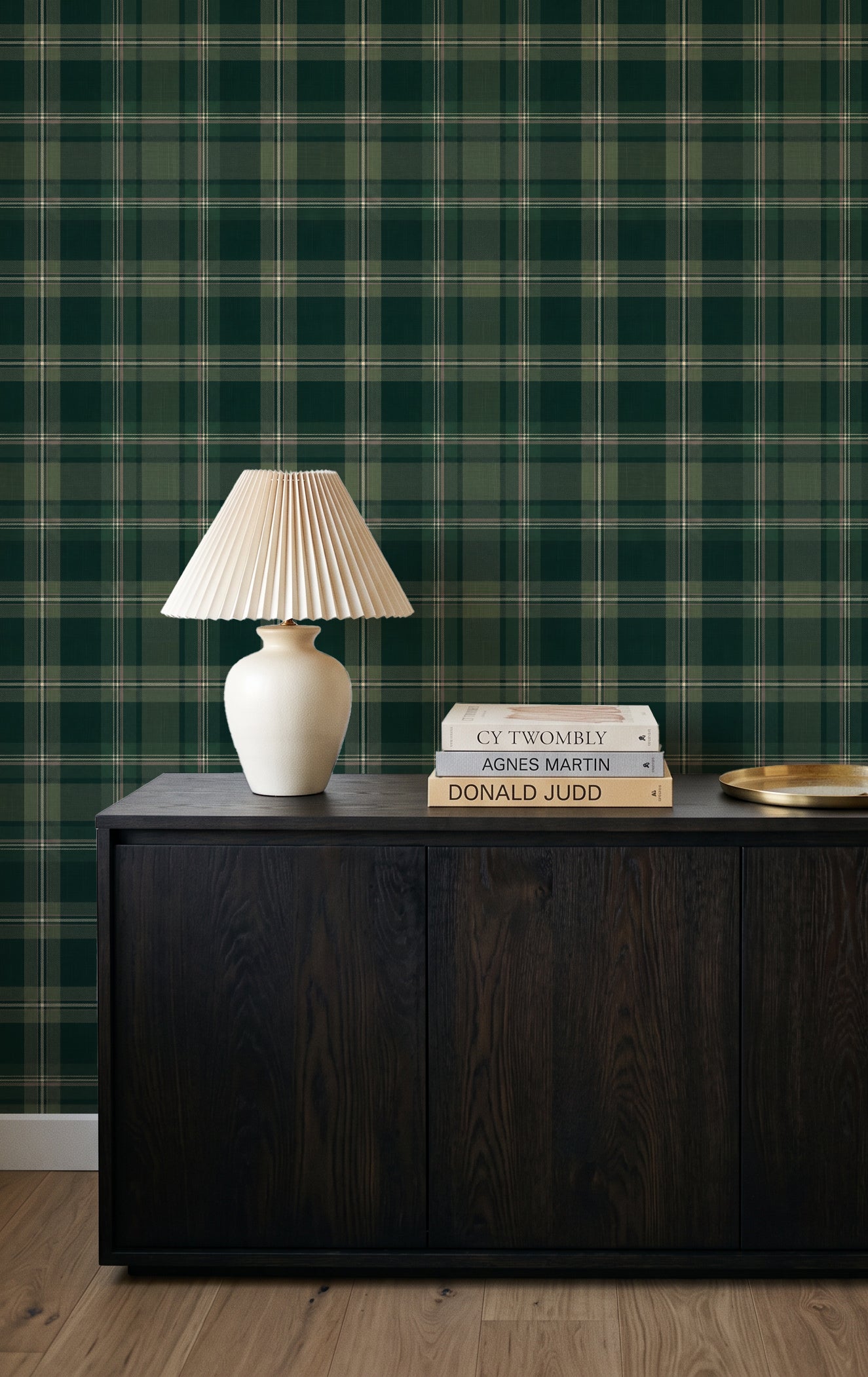 Highland Tartan in Dark Green Wallpaper