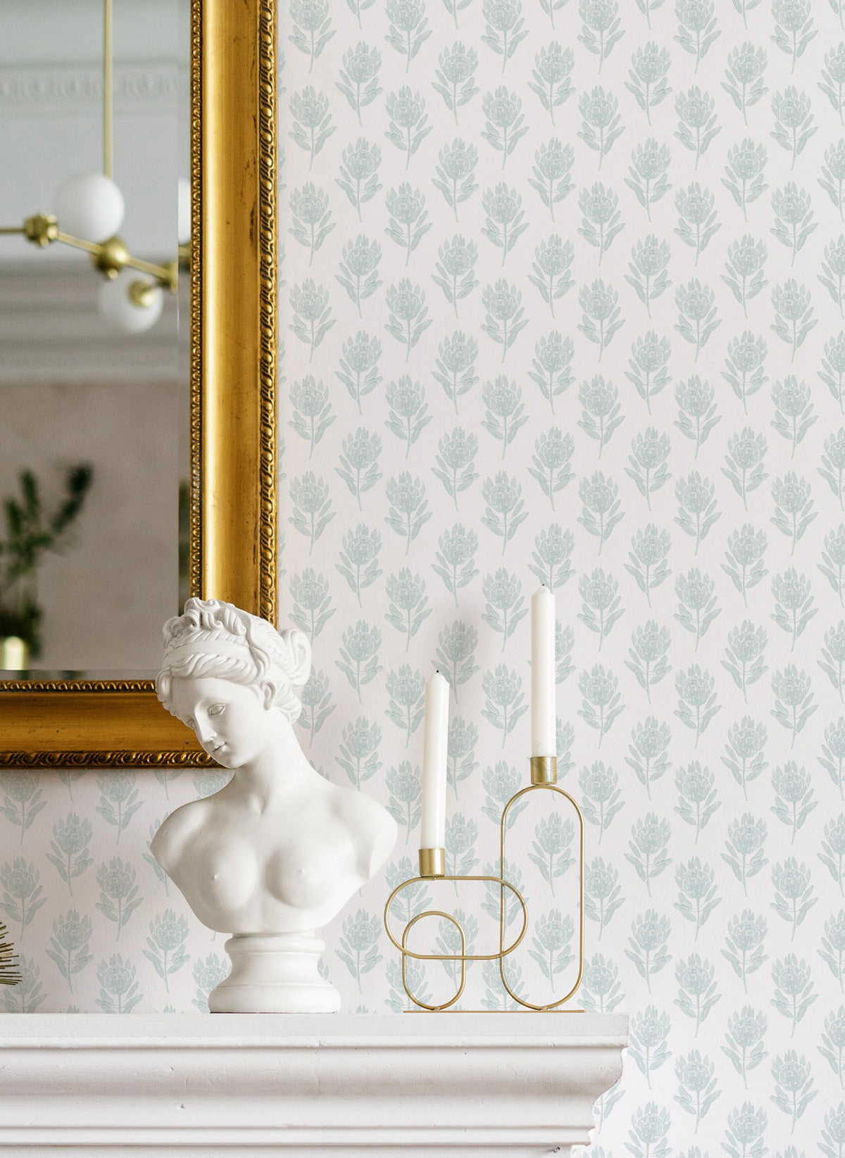 Australian Country Side in Soft Blue Wallpaper from Olive et Oriel where you can shop wallpaper and artworks online