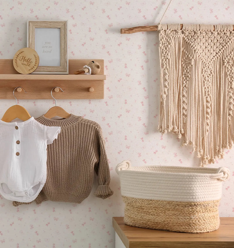 Sweet Butterflies in Soft Pink Wallpaper from Olive et Oriel where you can shop wallpaper and artworks online