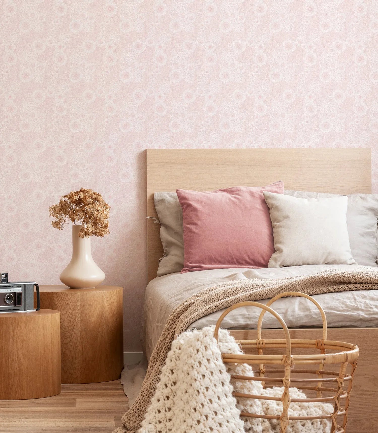 Posy Blossom Soft Pink Wallpaper from Olive et Oriel where you can shop wallpaper and artworks online