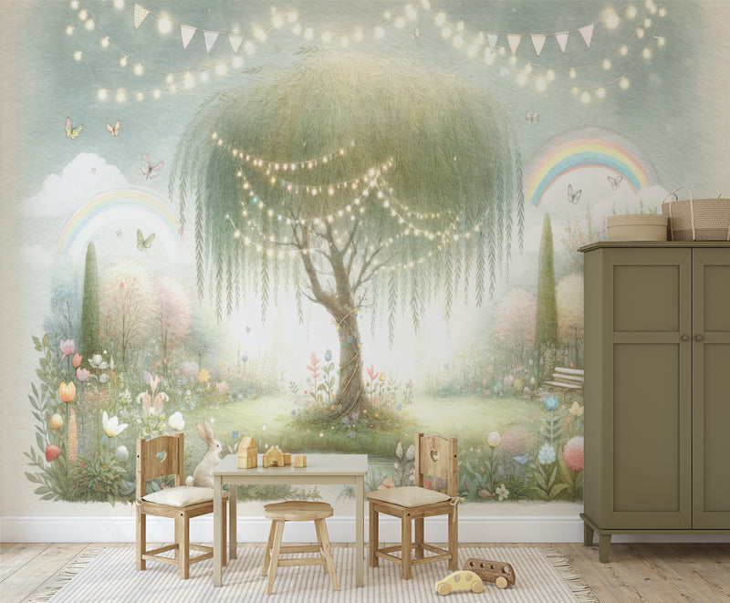 Twinkling Butterflies Retreat Wallpaper Mural from Olive et Oriel where you can shop wallpaper and artworks online