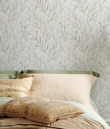 Bush Walk in Sage Green Wallpaper from Olive et Oriel where you can shop wallpaper and artworks online
