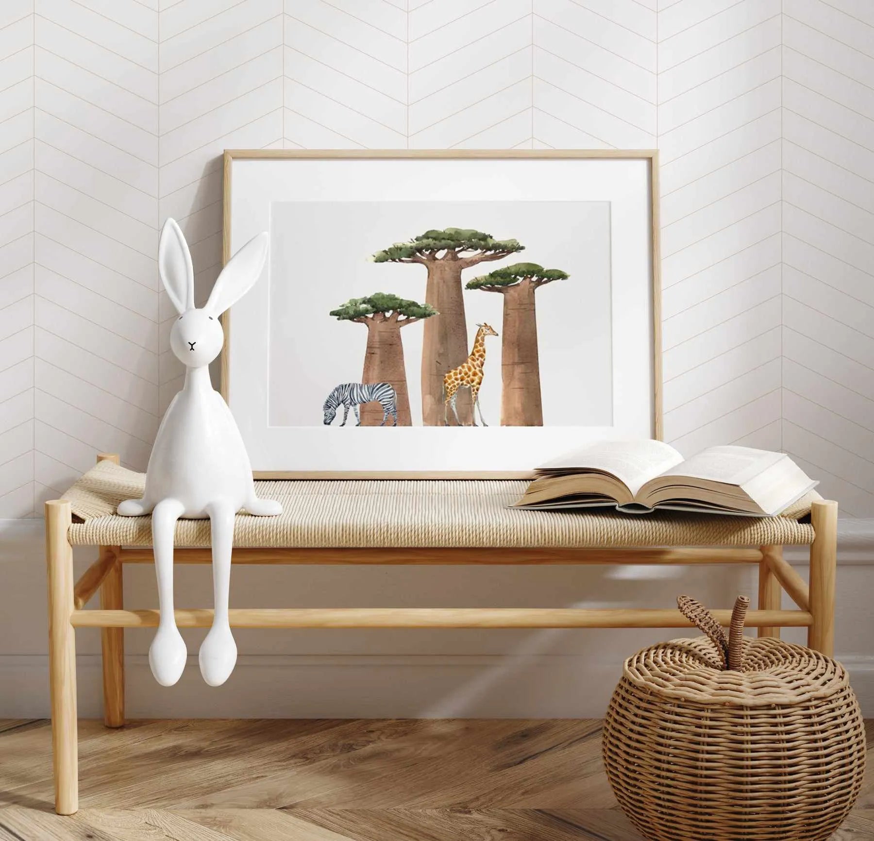 Herringbone in Beige Wallpaper from Olive et Oriel where you can shop wallpaper and artworks online