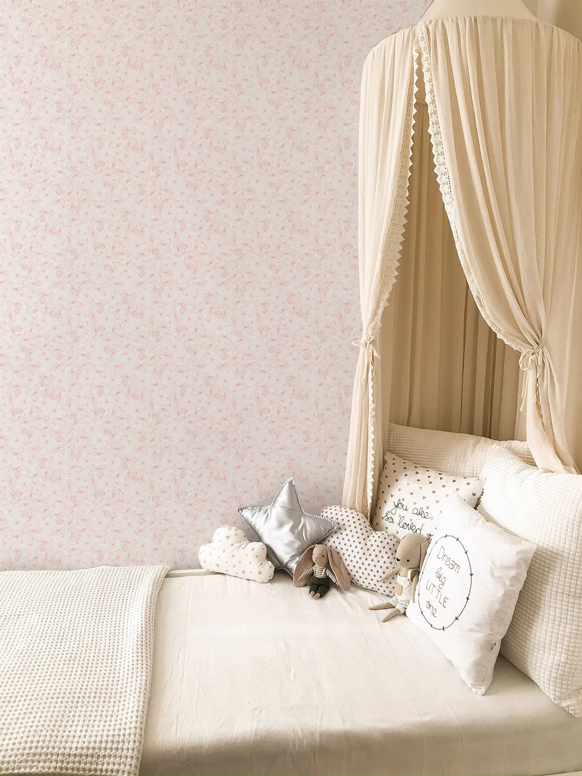 Fallen Flowers in Soft Pink Wallpaper from Olive et Oriel where you can shop wallpaper and artworks online
