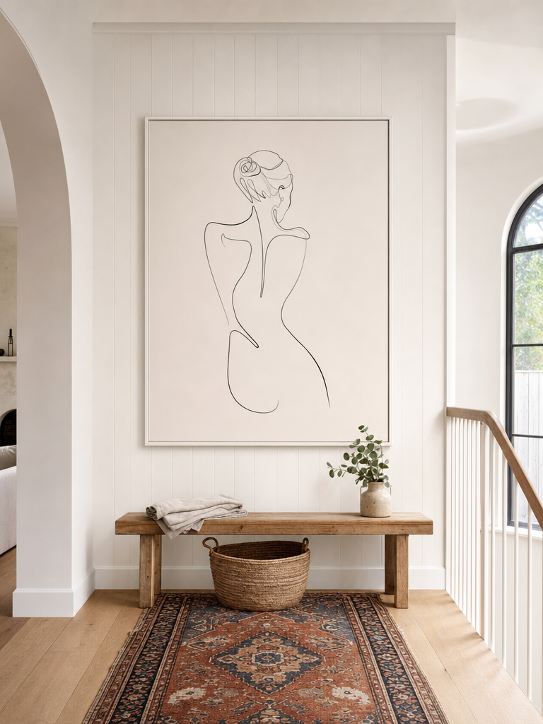 Line Figure I Art Print styled in an Australian coastal home, extra large statement size