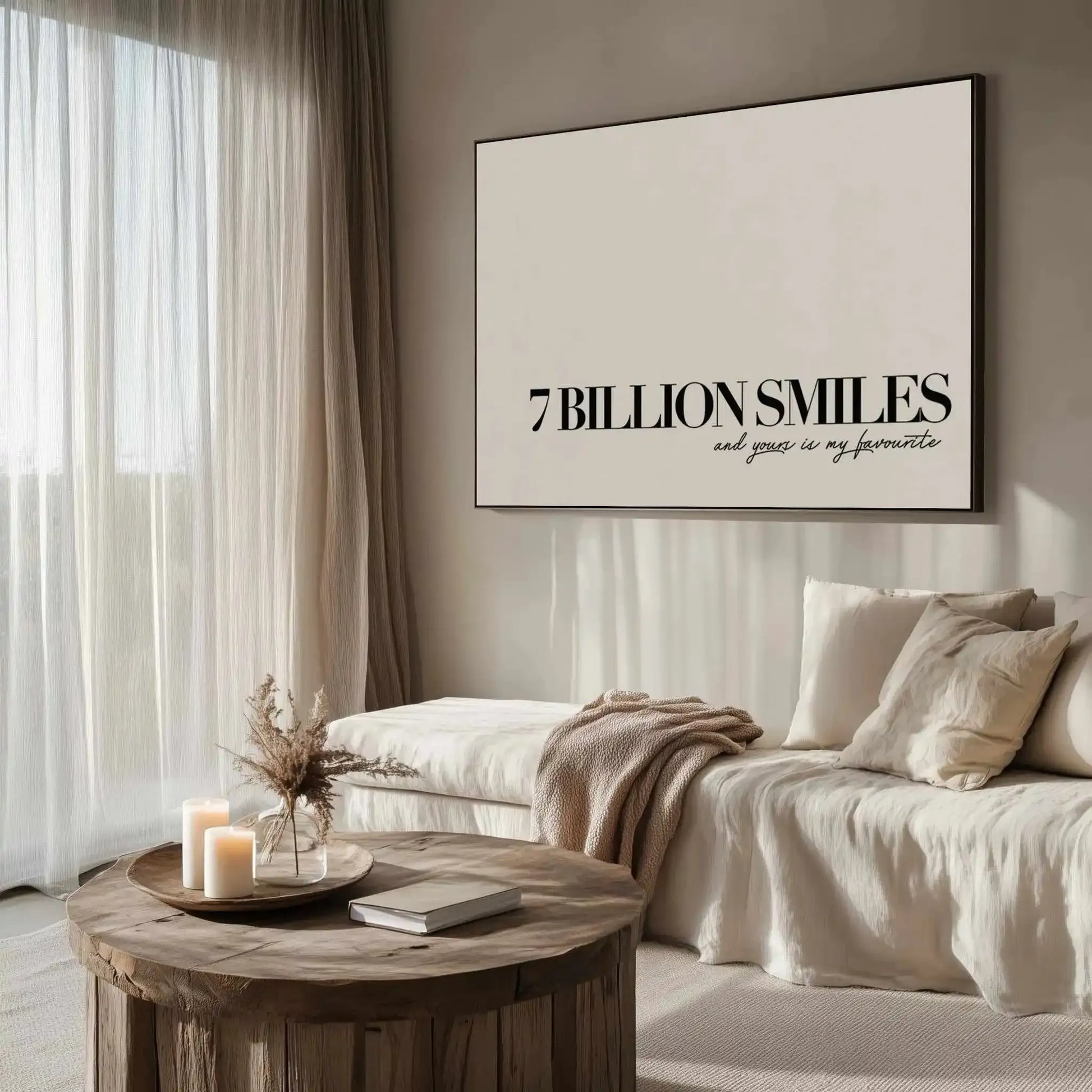 7 Billion Smiles | Framed Canvas Art Print from Olive et Oriel where you can shop wallpaper and artworks online