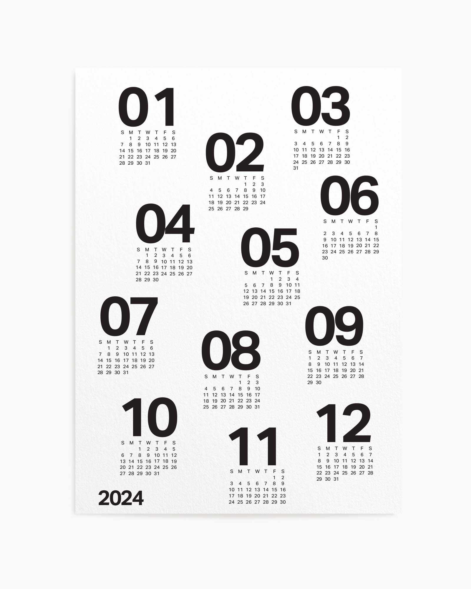 2024 Scatter Calendar B&W | Art Print