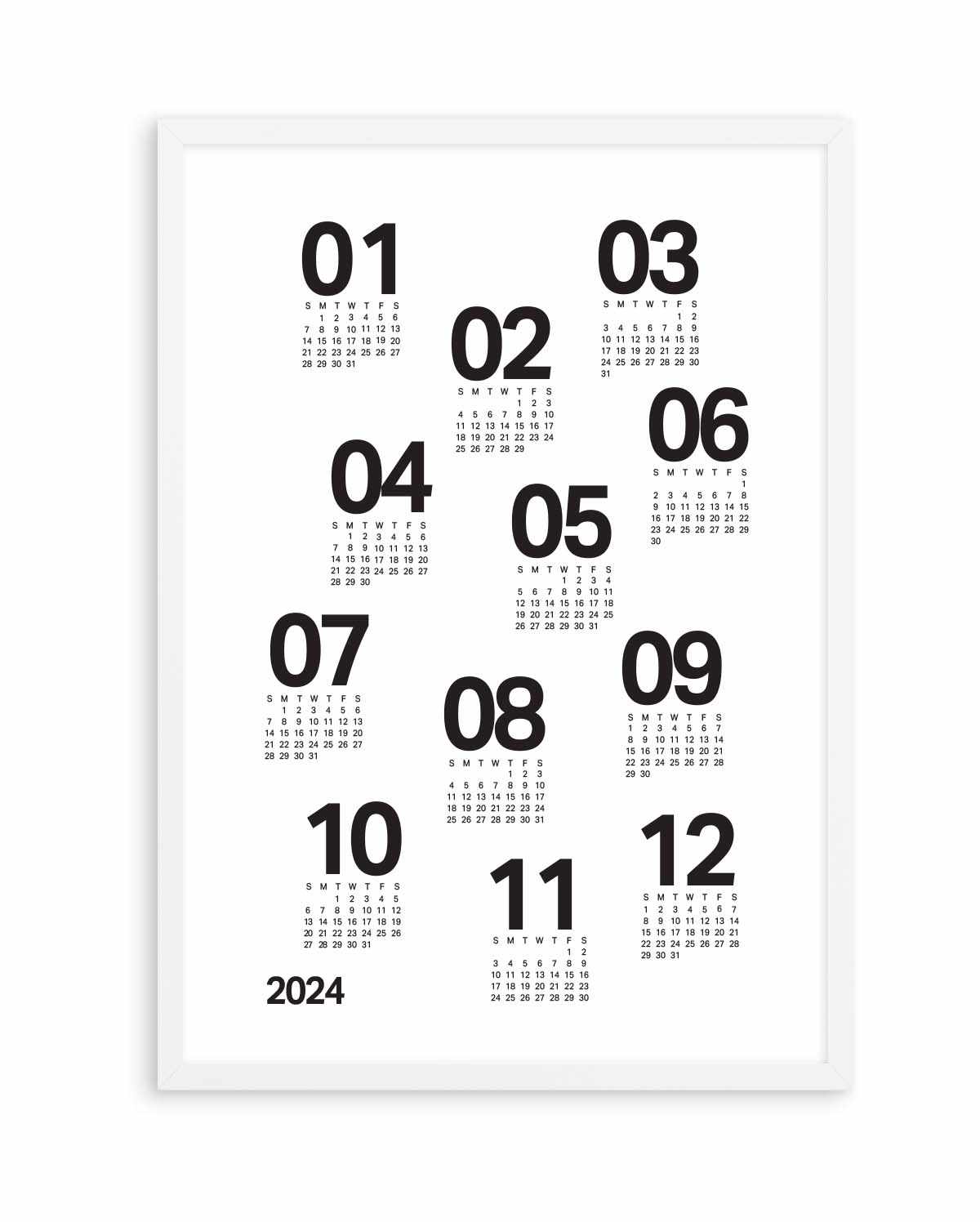 2024 Scatter Calendar B&W | Art Print