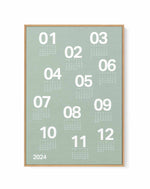 2024 Sage Green Scatter Calendar | Framed Canvas Art Print