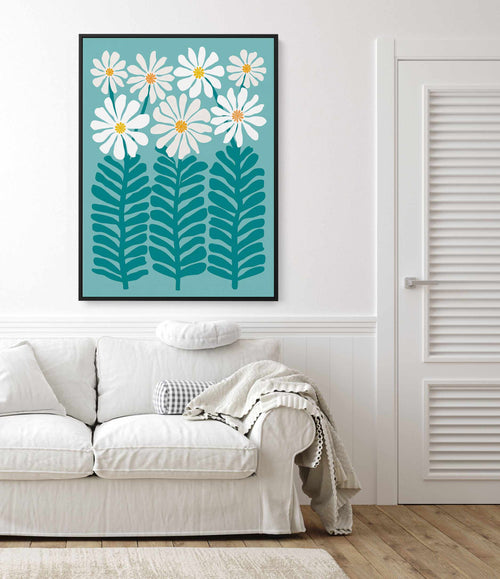 80s Floral 2b by Kristian Gallagher | Framed Canvas Art Print