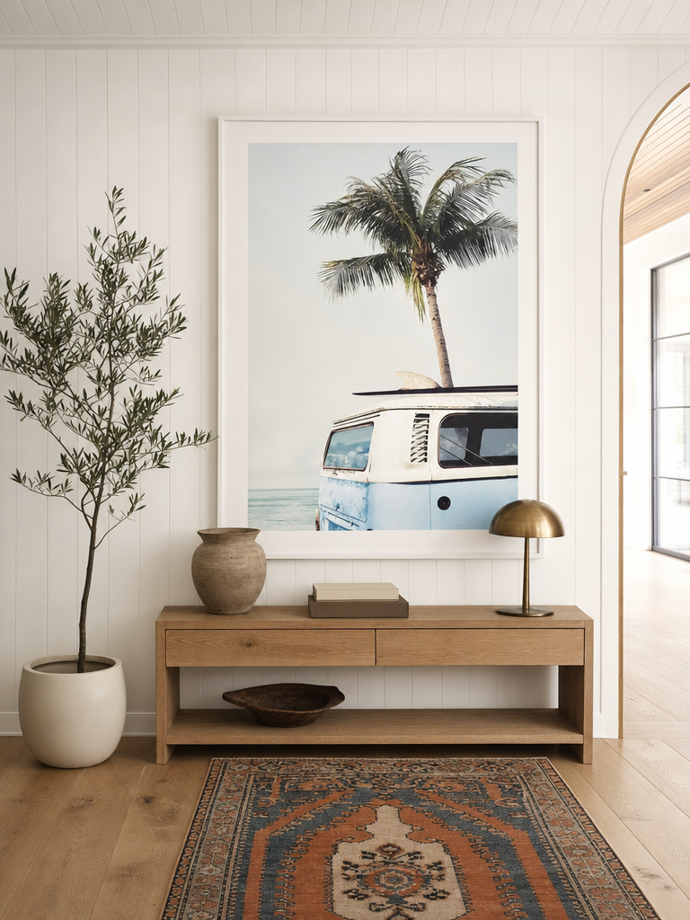 Kombi (Select Your colour) Art Print styled in an Australian coastal home, extra large statement size