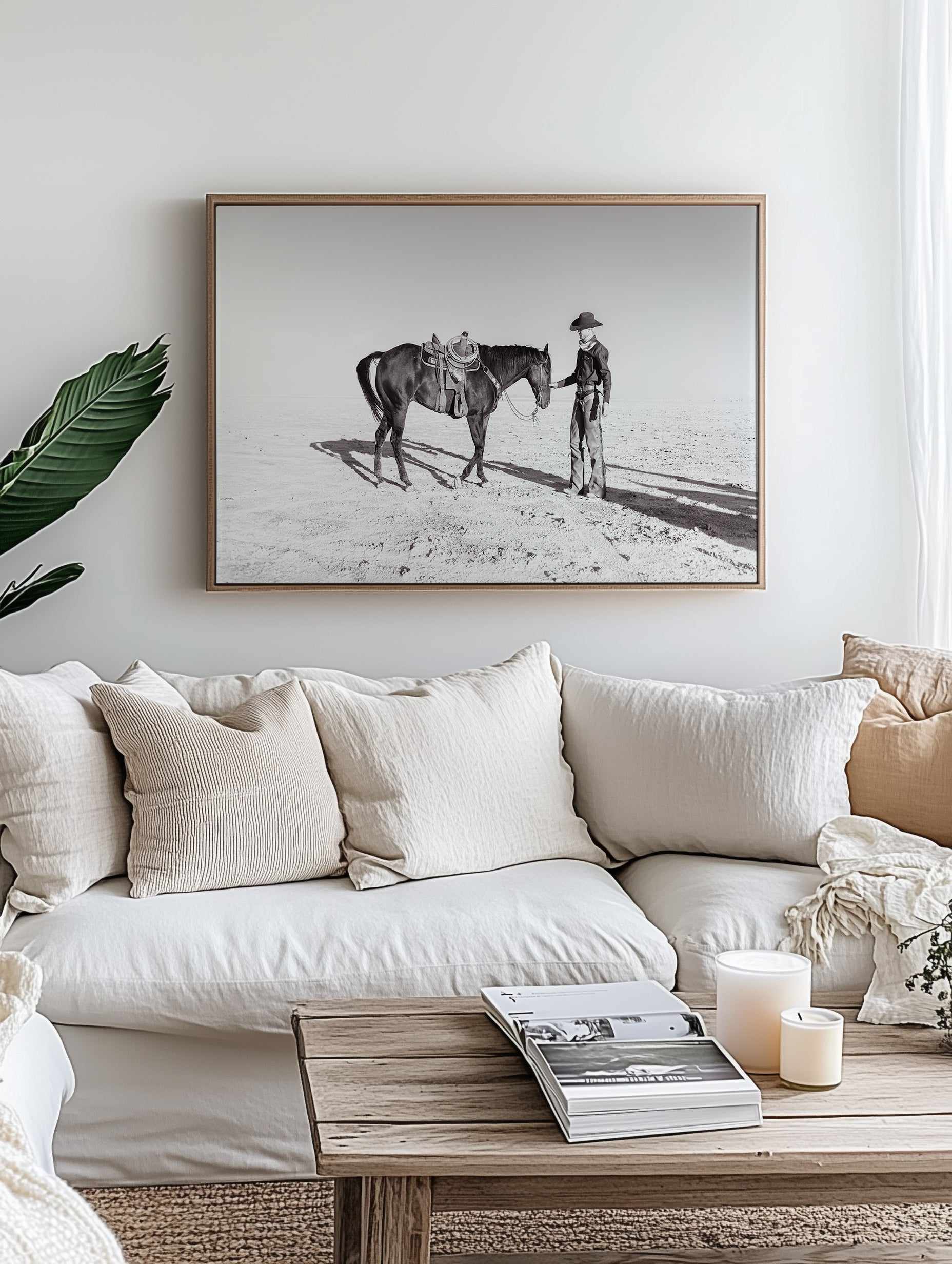 A Cowboy and His Horse by Rylee Olsen | Framed Canvas Art Print from Olive et Oriel where you can shop wallpaper and artworks online