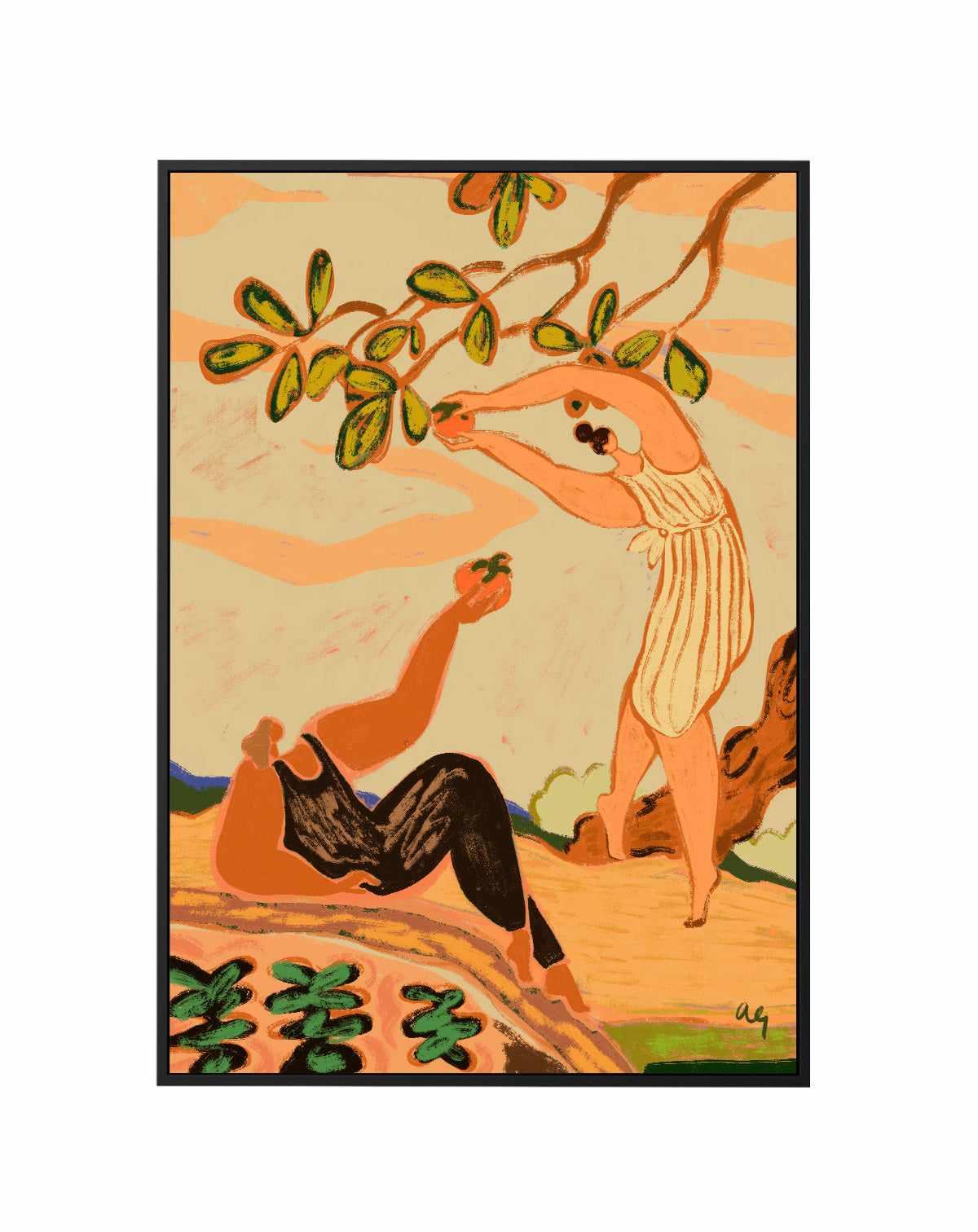 A Pair of Persimmons by Arty Guava | Framed Canvas Art Print from Olive et Oriel where you can shop wallpaper and artworks online