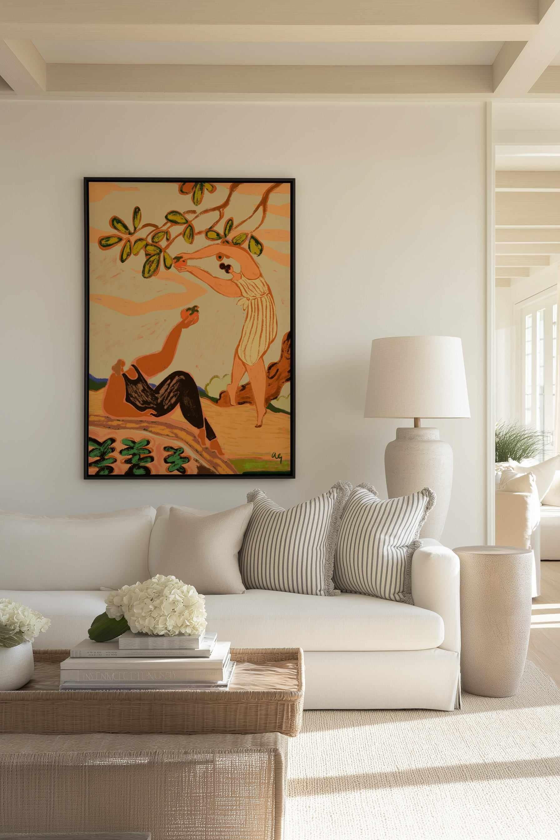 A Pair of Persimmons by Arty Guava | Framed Canvas Art Print from Olive et Oriel where you can shop wallpaper and artworks online