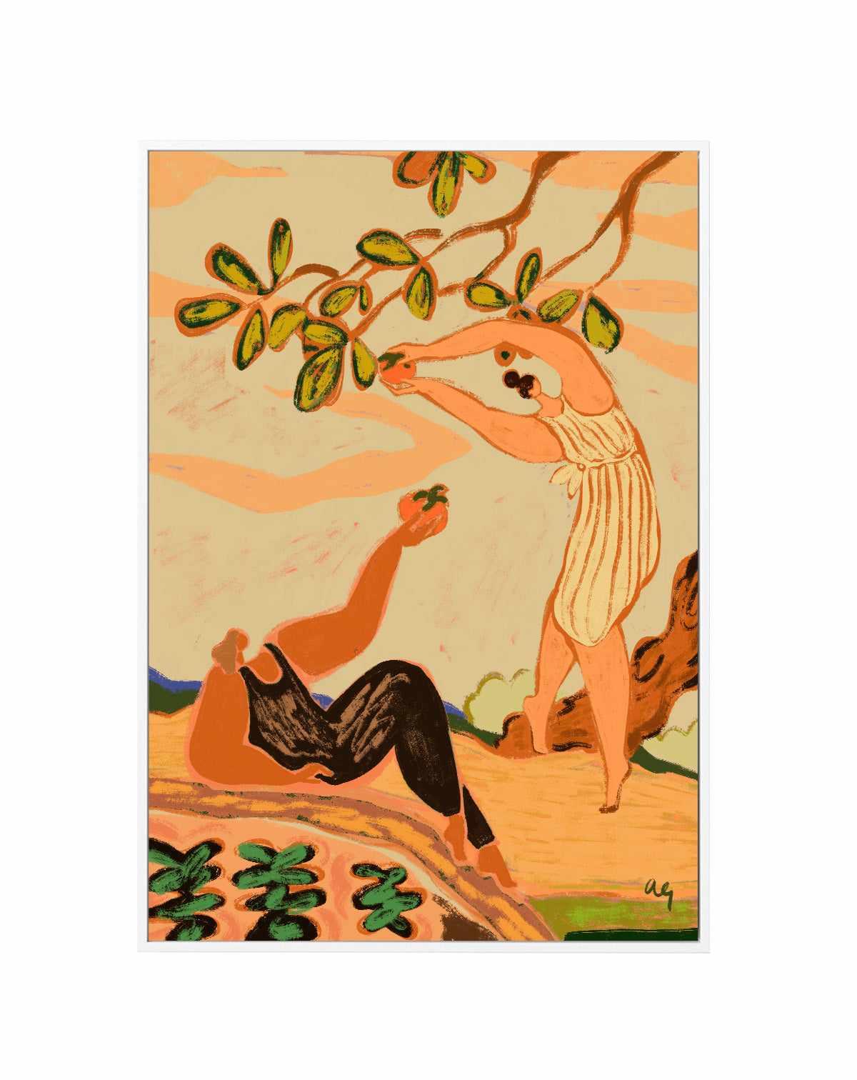 A Pair of Persimmons by Arty Guava | Framed Canvas Art Print from Olive et Oriel where you can shop wallpaper and artworks online