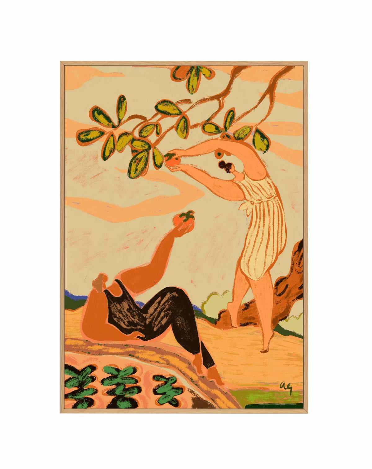 A Pair of Persimmons by Arty Guava | Framed Canvas Art Print from Olive et Oriel where you can shop wallpaper and artworks online