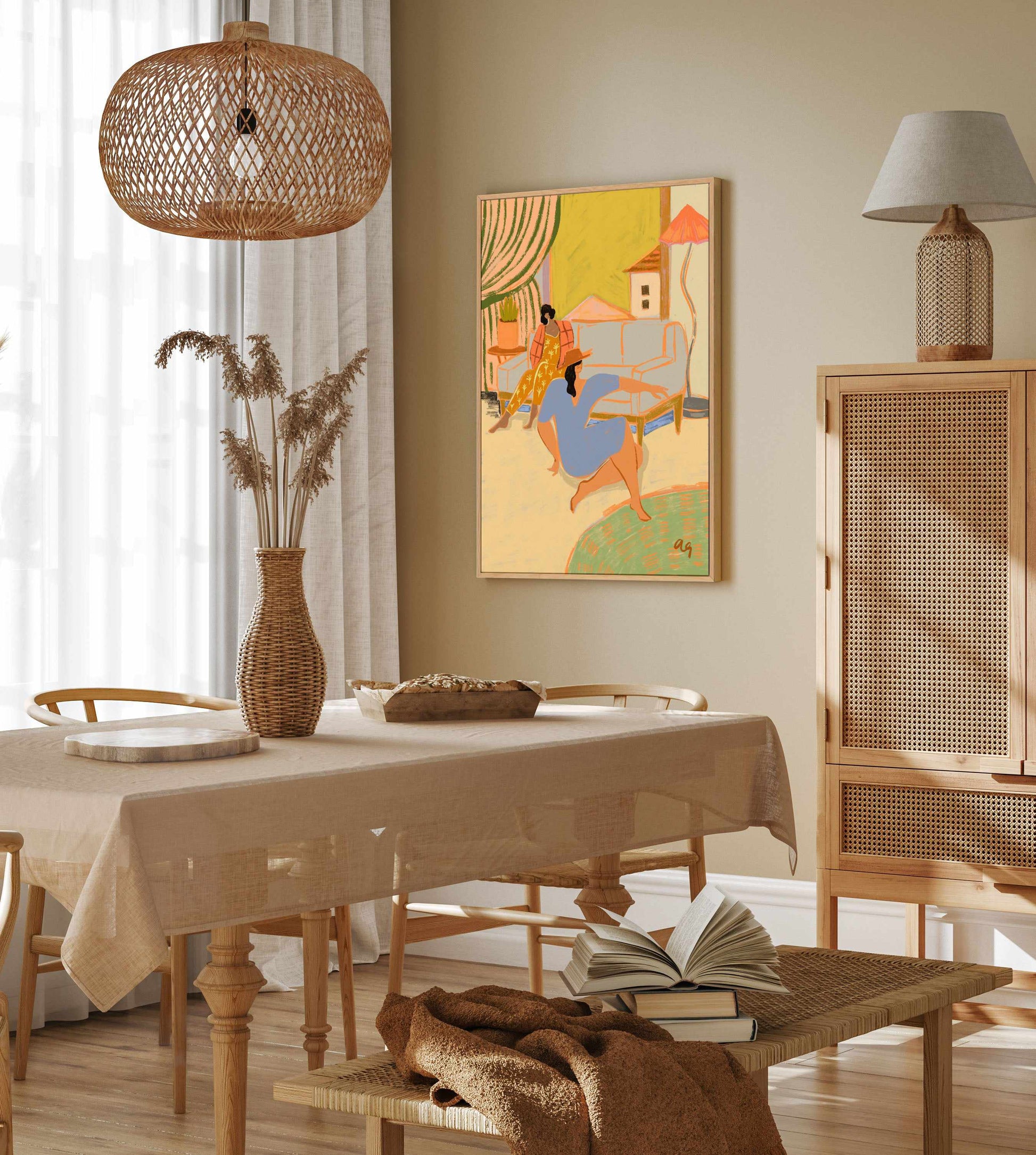 A Day At Home by Arty Guava | Framed Canvas Art Print from Olive et Oriel where you can shop wallpaper and artworks online