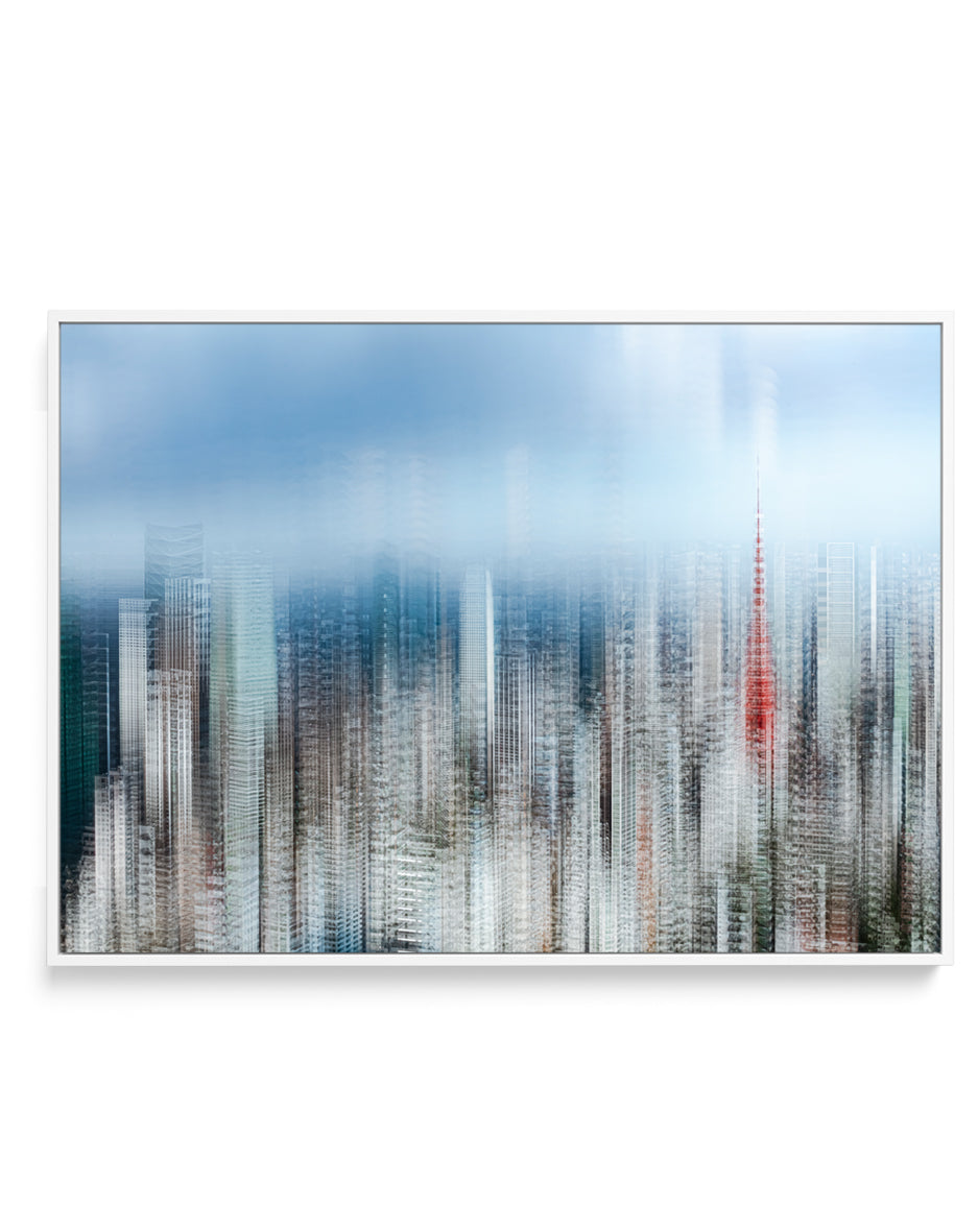 Abstract City Red Tower by Sasaki Makoto | Framed Canvas Art Print