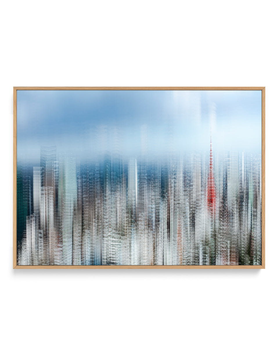 Abstract City Red Tower by Sasaki Makoto | Framed Canvas Art Print