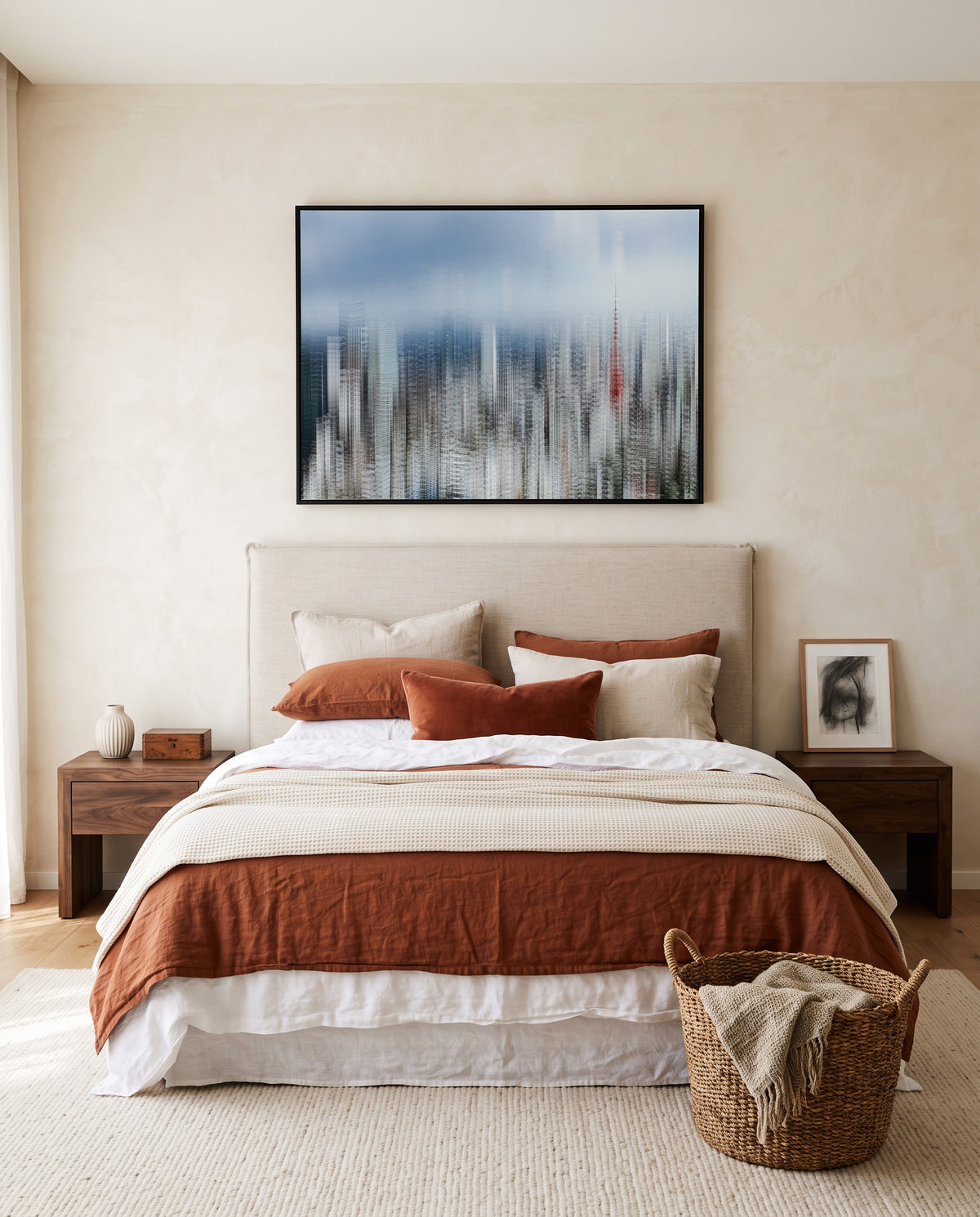 Abstract City Red Tower by Sasaki Makoto | Framed Canvas Art Print