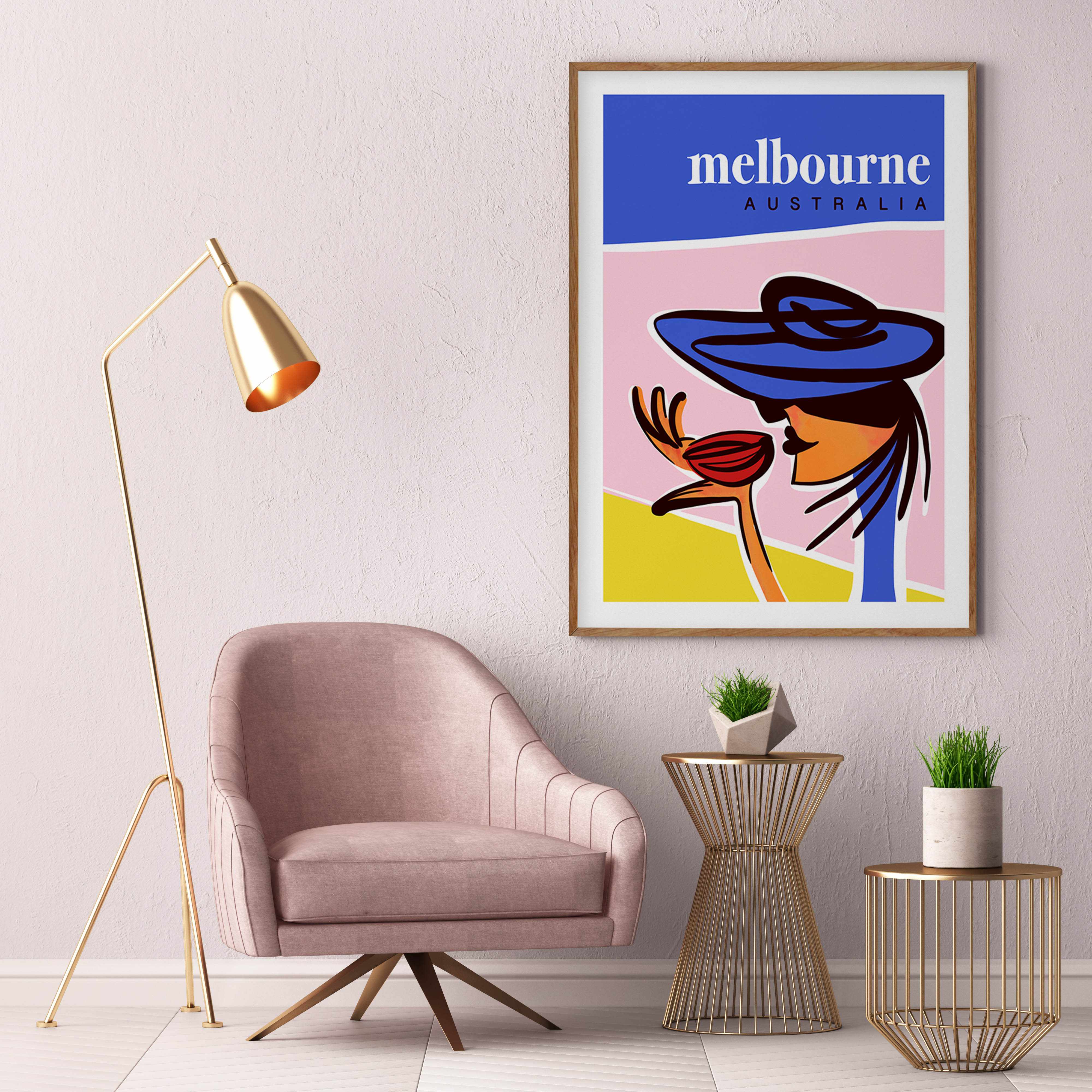 A Coffee in Melbourne Blush Art Print