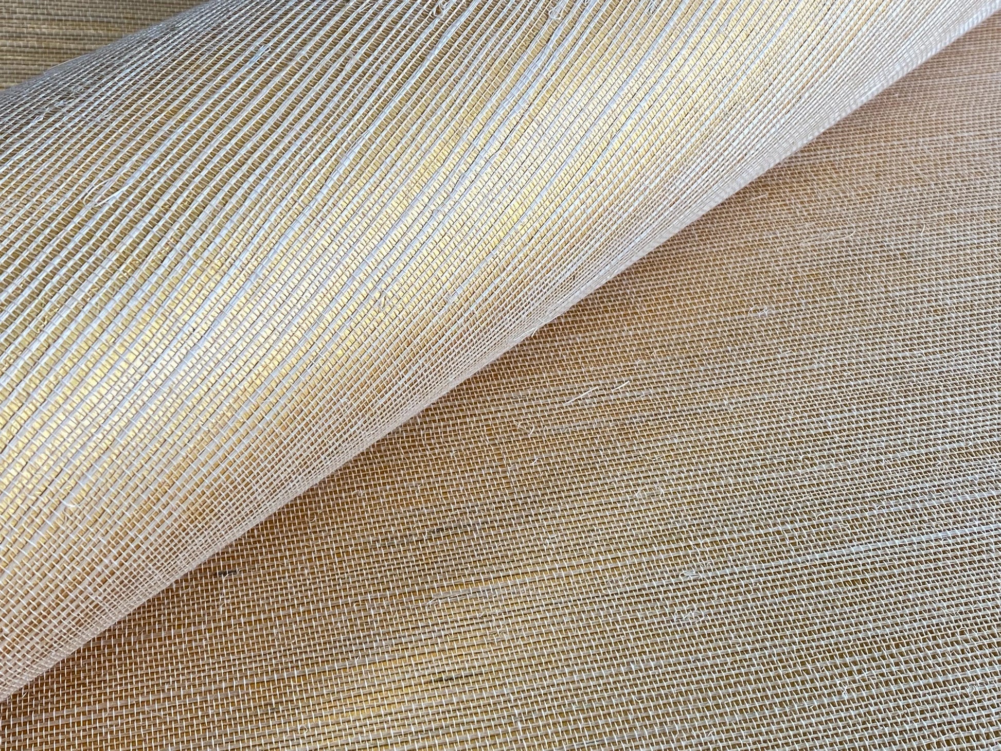 Cream Sisal on Soft Gold Grasscloth Wallpaper from Olive et Oriel where you can shop wallpaper and artworks online