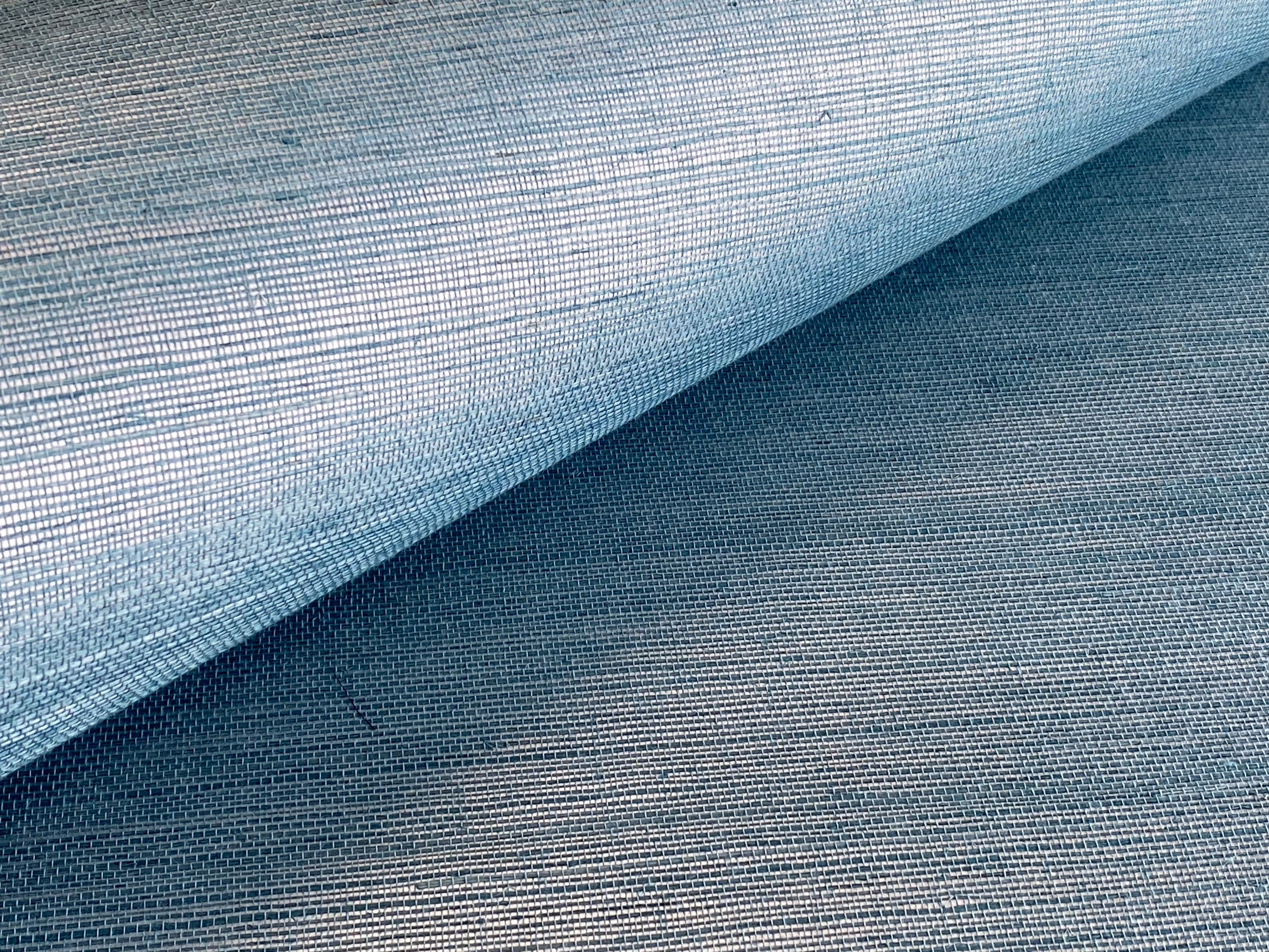 Tranquil Marine Blue Luxe Sisal Woven Wallpaper