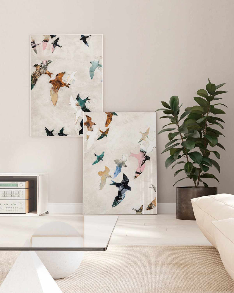 Abstract Birds I by Design Fabrikken | Framed Canvas Art Print