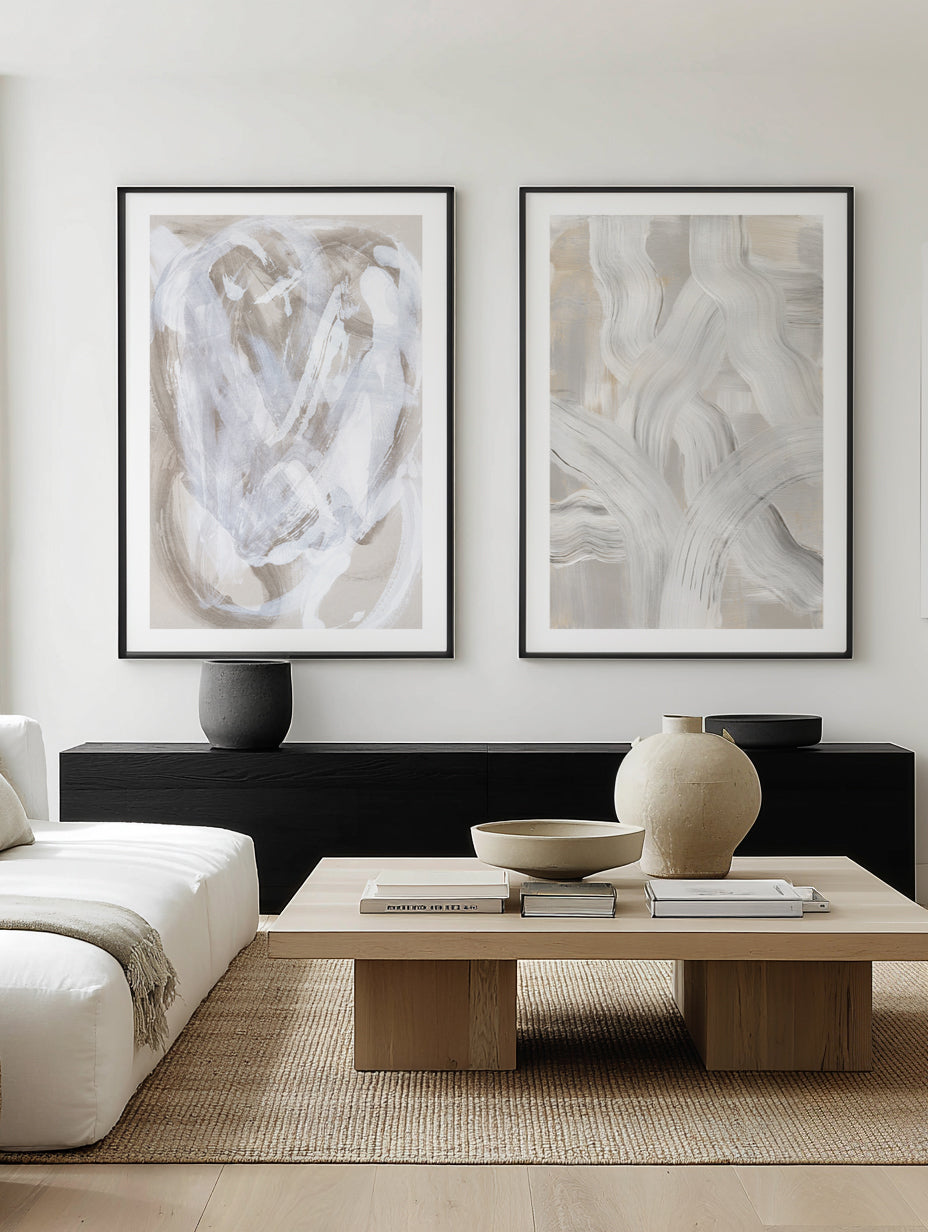 Abstract Brush Strokes 126 & 146 by Mareike Bohmer Print Set of 2 | Matching Wall Art