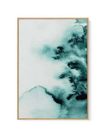 Abstract Green Watercolour II | Framed Canvas Art Print aqua green modern art print