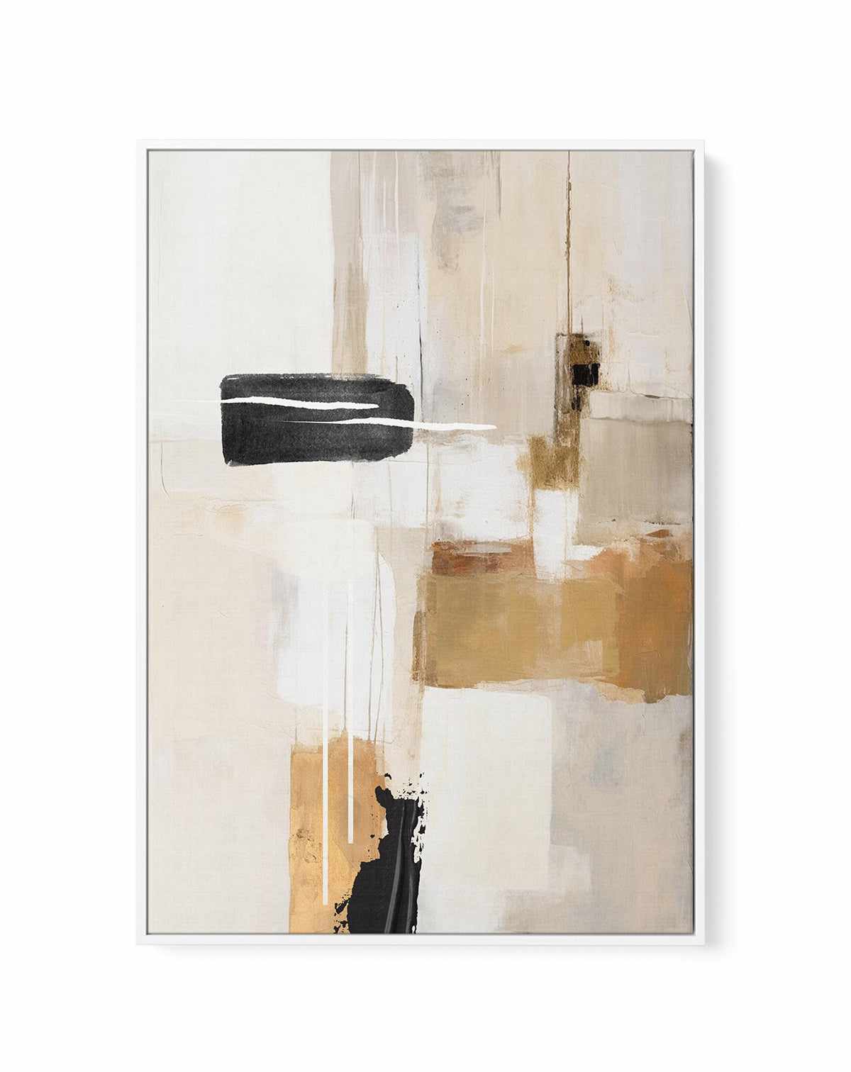 Abstract In Beige 1 By Sally Ann Moss | Framed Canvas Art Print