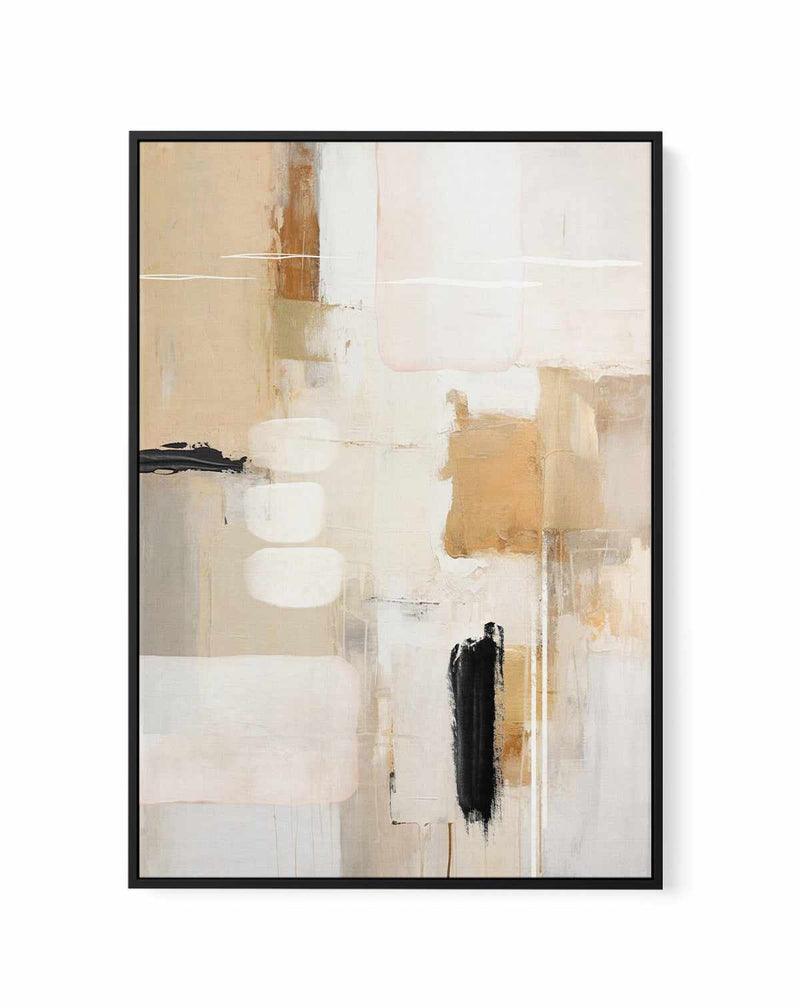 Abstract In Beige 2 By Sally Ann Moss | Framed Canvas Art Print
