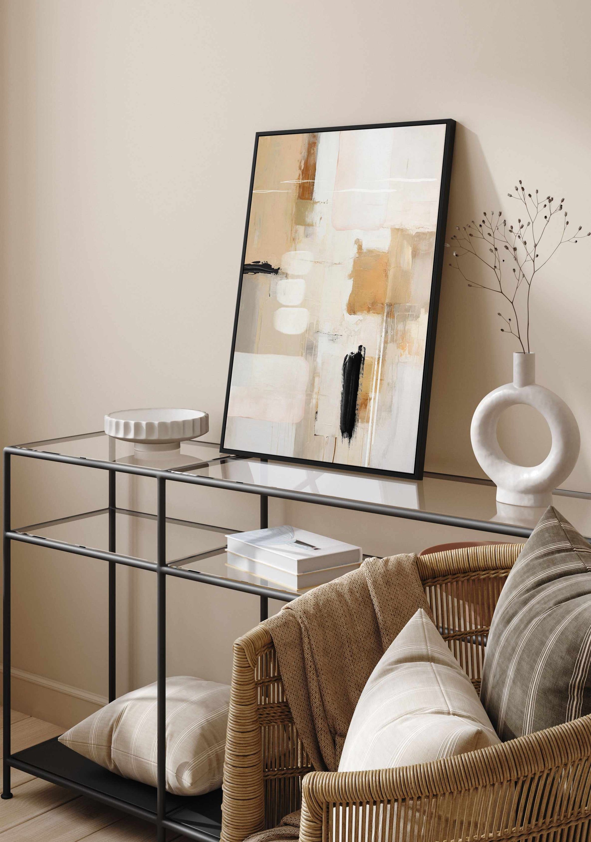Abstract In Beige 2 By Sally Ann Moss | Framed Canvas Art Print from Olive et Oriel where you can shop wallpaper and artworks online
