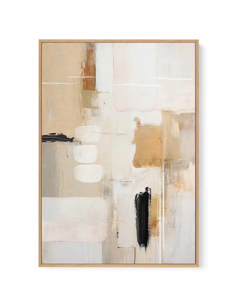 Abstract In Beige 2 By Sally Ann Moss | Framed Canvas Art Print