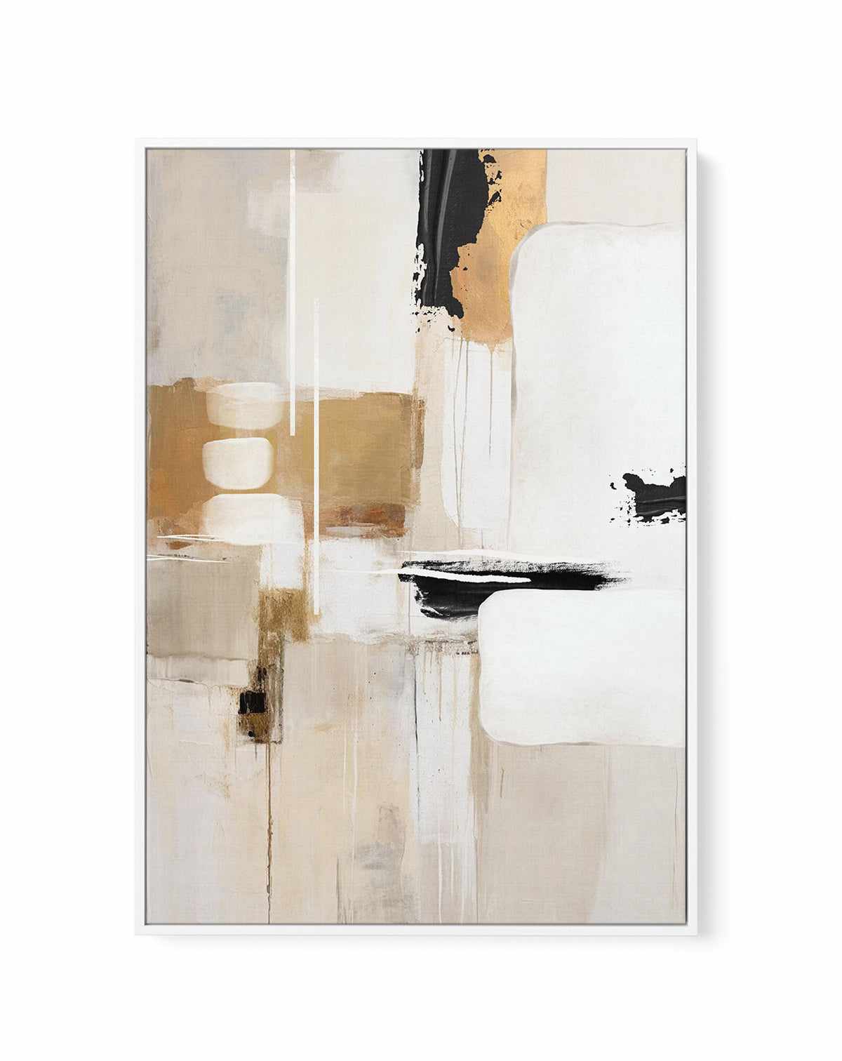 Abstract In Beige 3 By Sally Ann Moss | Framed Canvas Art Print