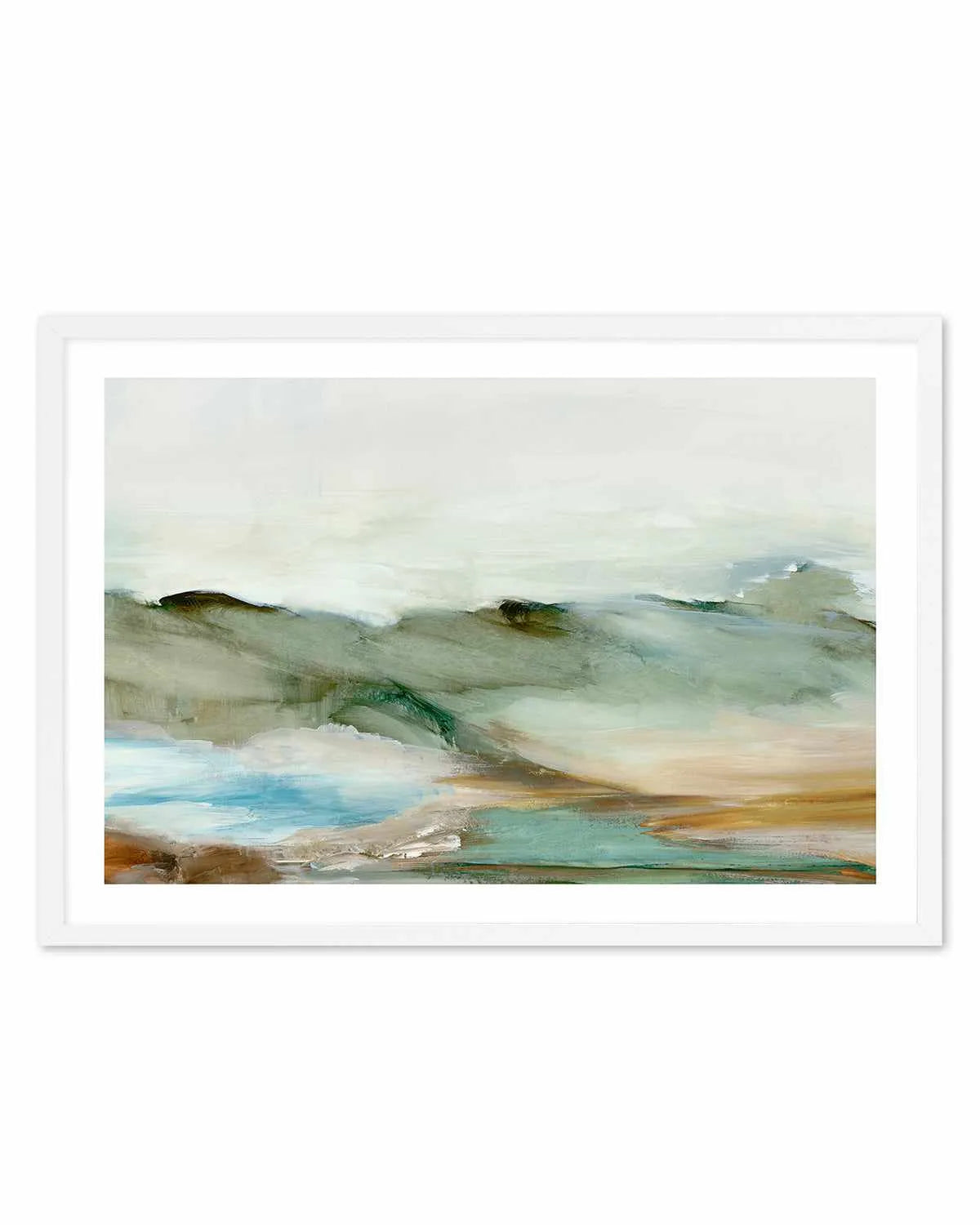 Abstract Landscape Art Print-PRINT-Order sage mint green framed abstract painting wall art prints online with Olive et Oriel Australia