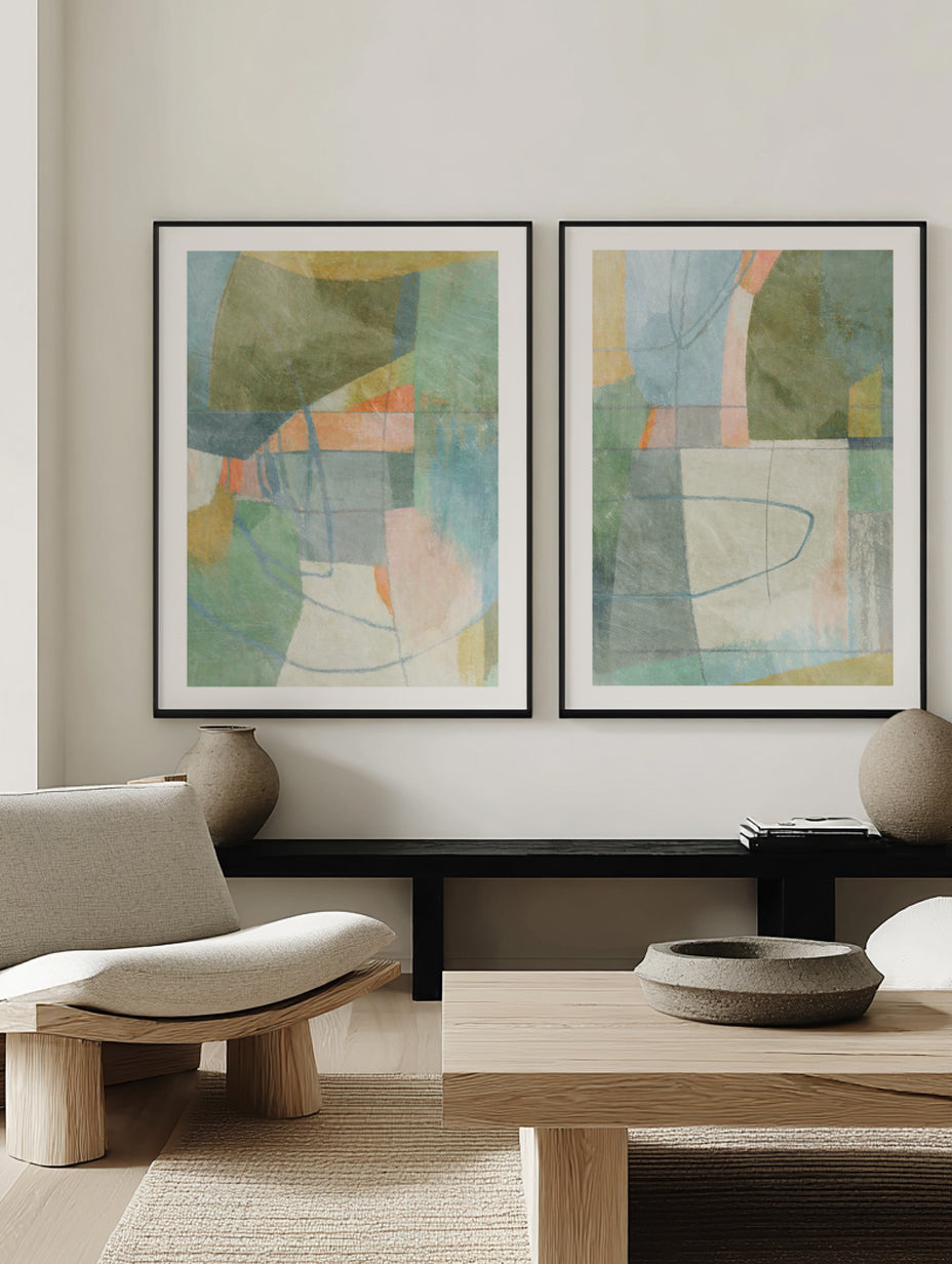 Abstract No. 13 & 14 by Suzanne Nicoll Print Set of 2 | Matching Wall Art