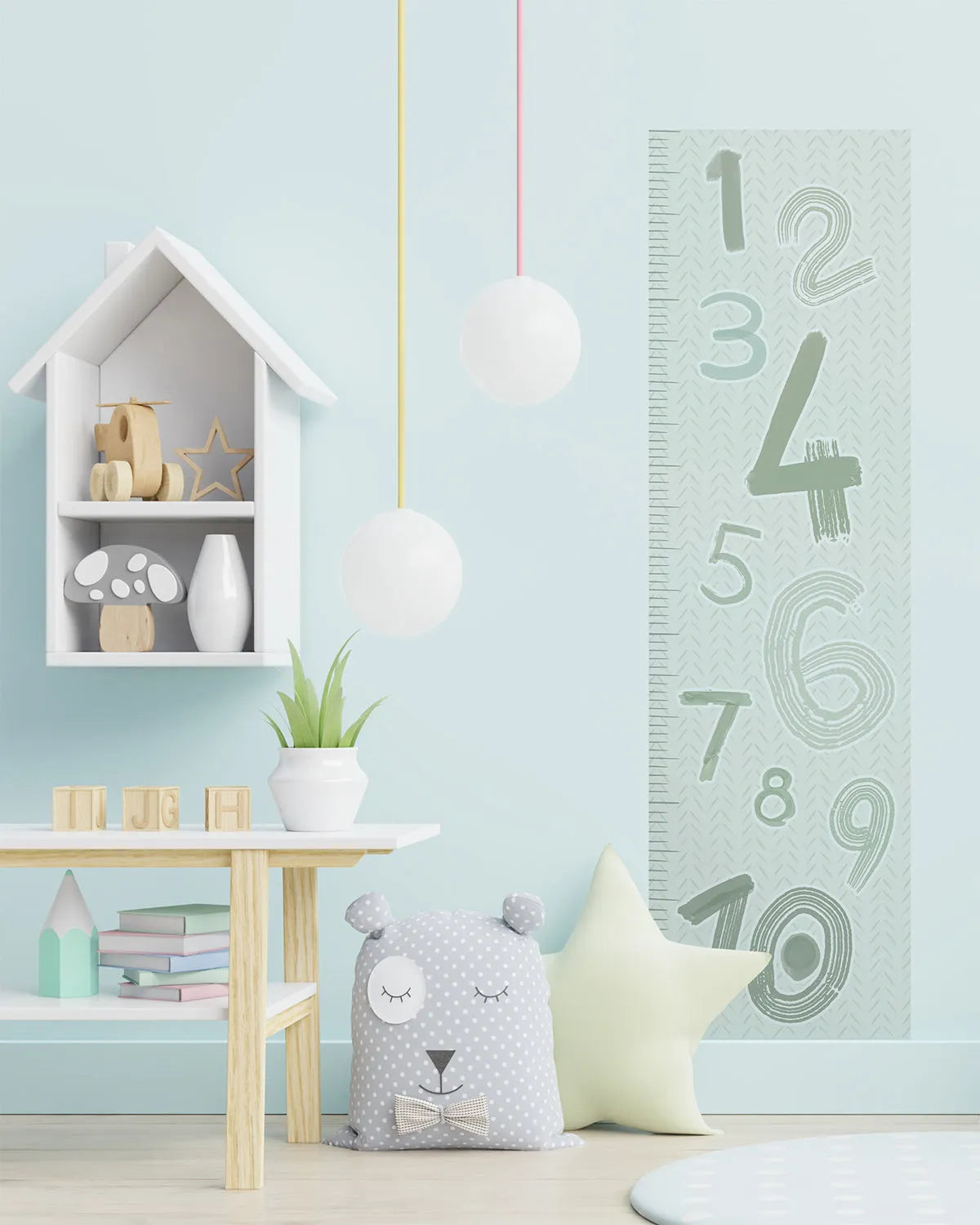 Abstract Numbers in Sage Height Chart Wall Decal from Olive et Oriel where you can shop wallpaper and artworks online