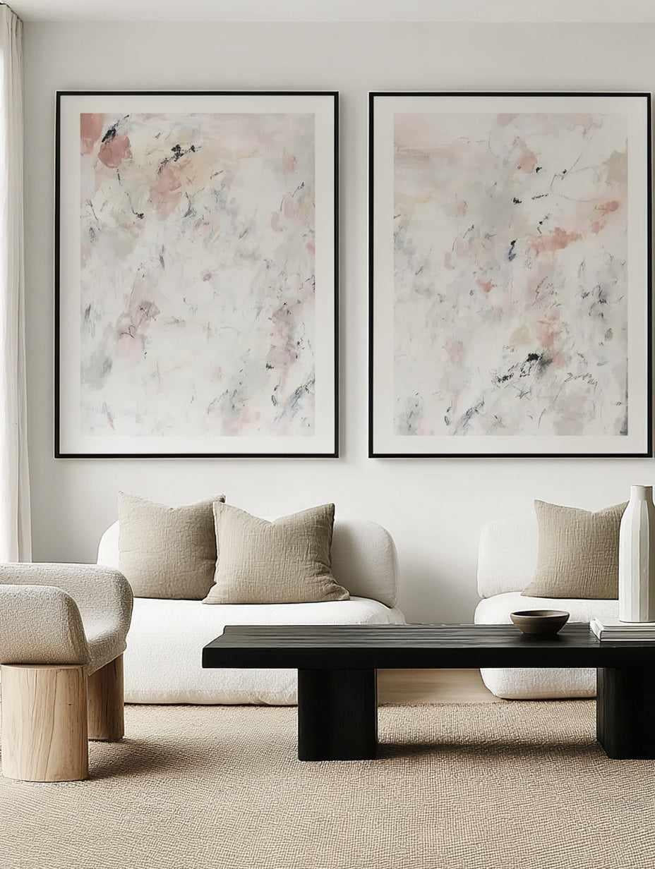 Abstract Blush I & II Art Print Set of 2 | Matching Wall Art from Olive et Oriel where you can shop wallpaper and artworks online