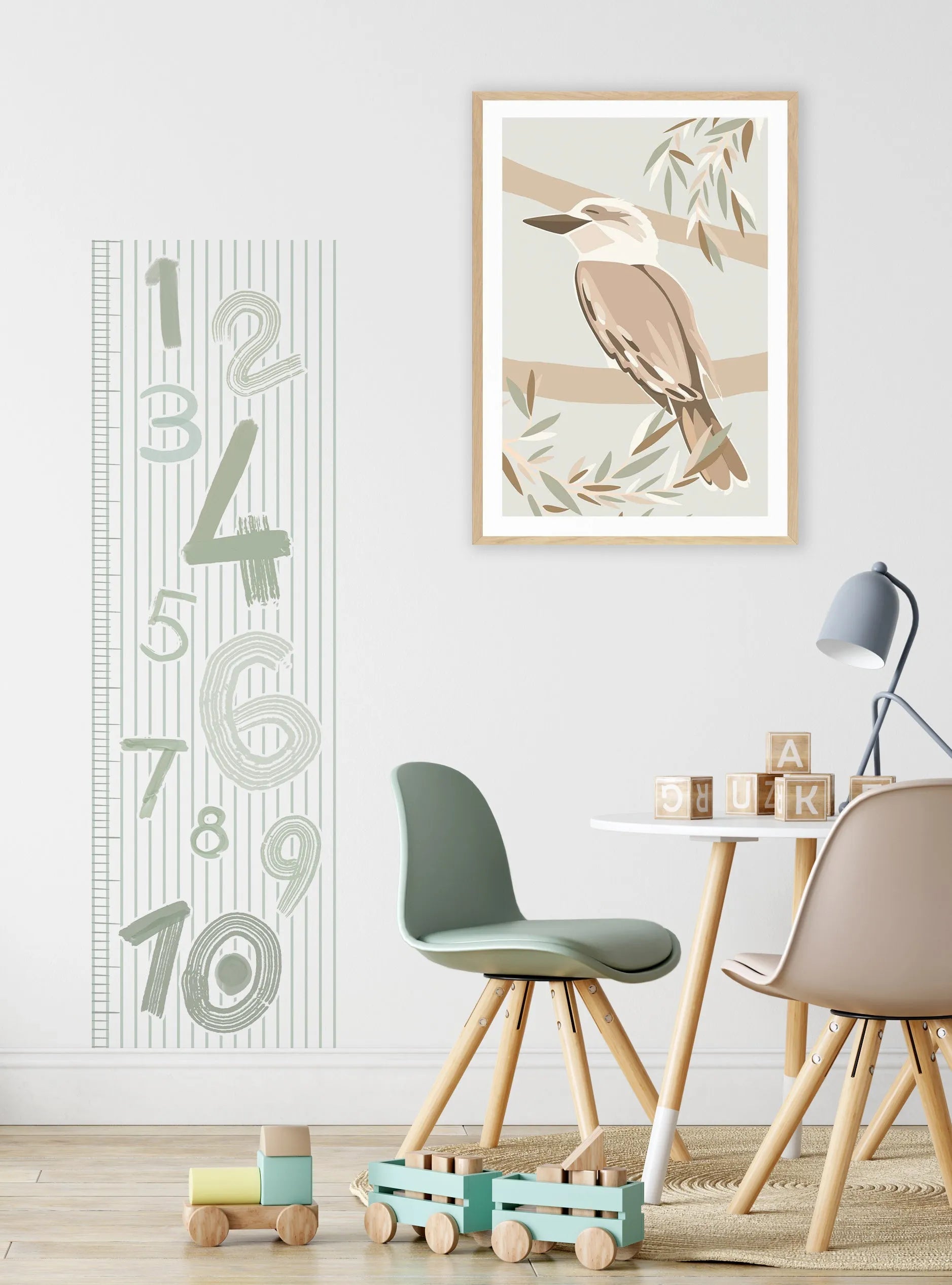 Striped Numbers in Sage Height Chart Decal from Olive et Oriel where you can shop wallpaper and artworks online