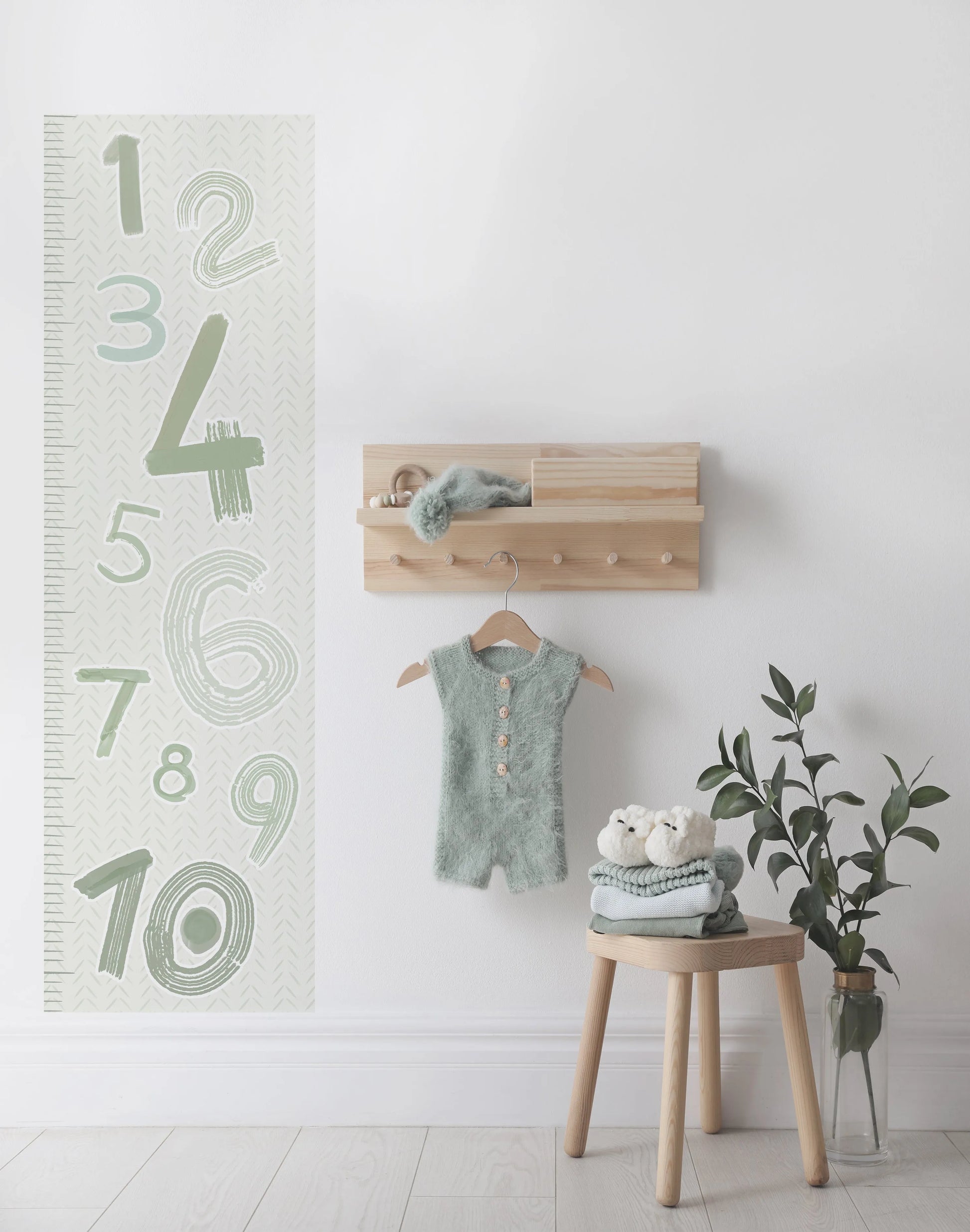 Abstract Numbers in Sage Height Chart Wall Decal from Olive et Oriel where you can shop wallpaper and artworks online