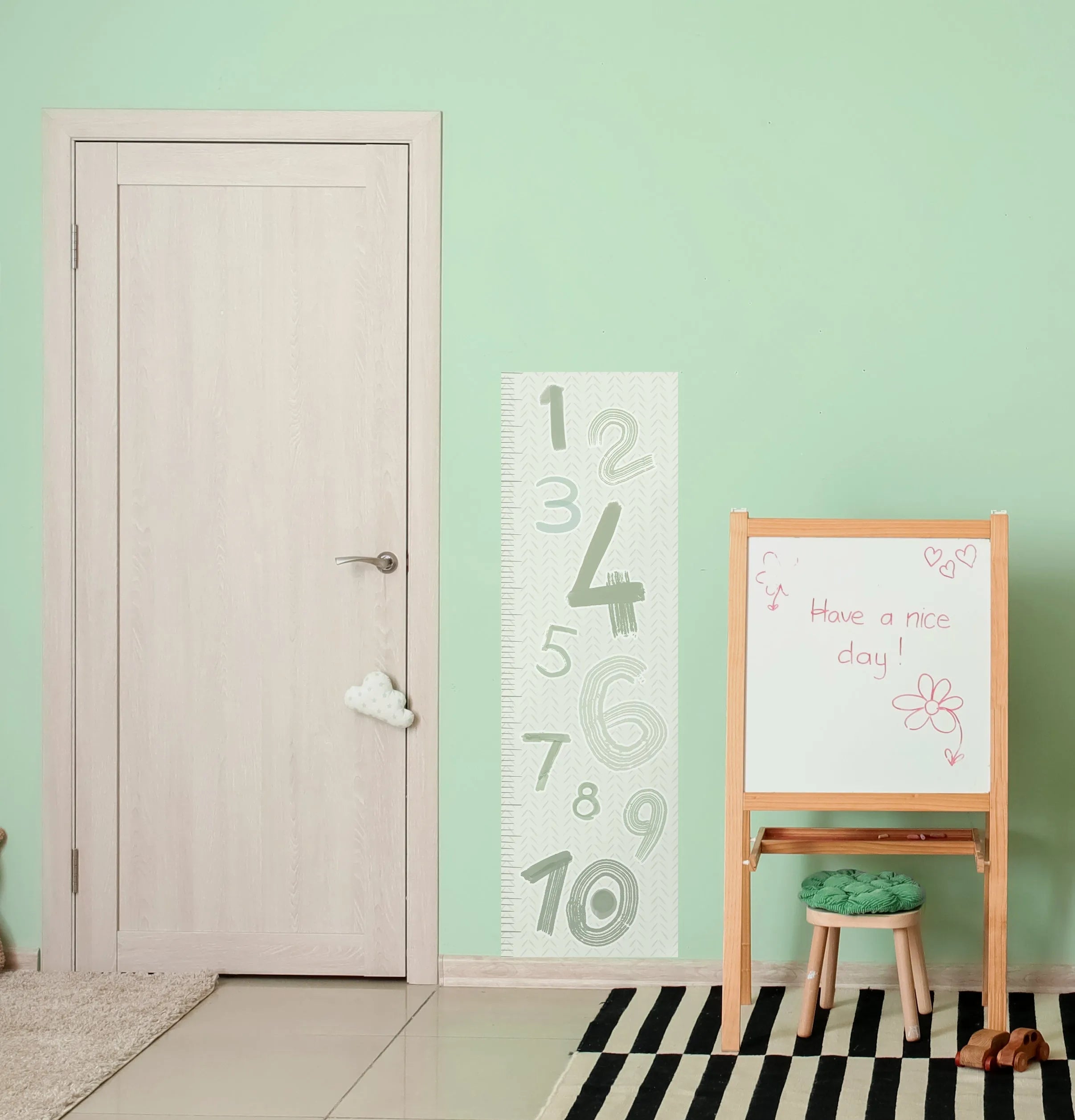 Abstract Numbers in Sage Height Chart Wall Decal from Olive et Oriel where you can shop wallpaper and artworks online