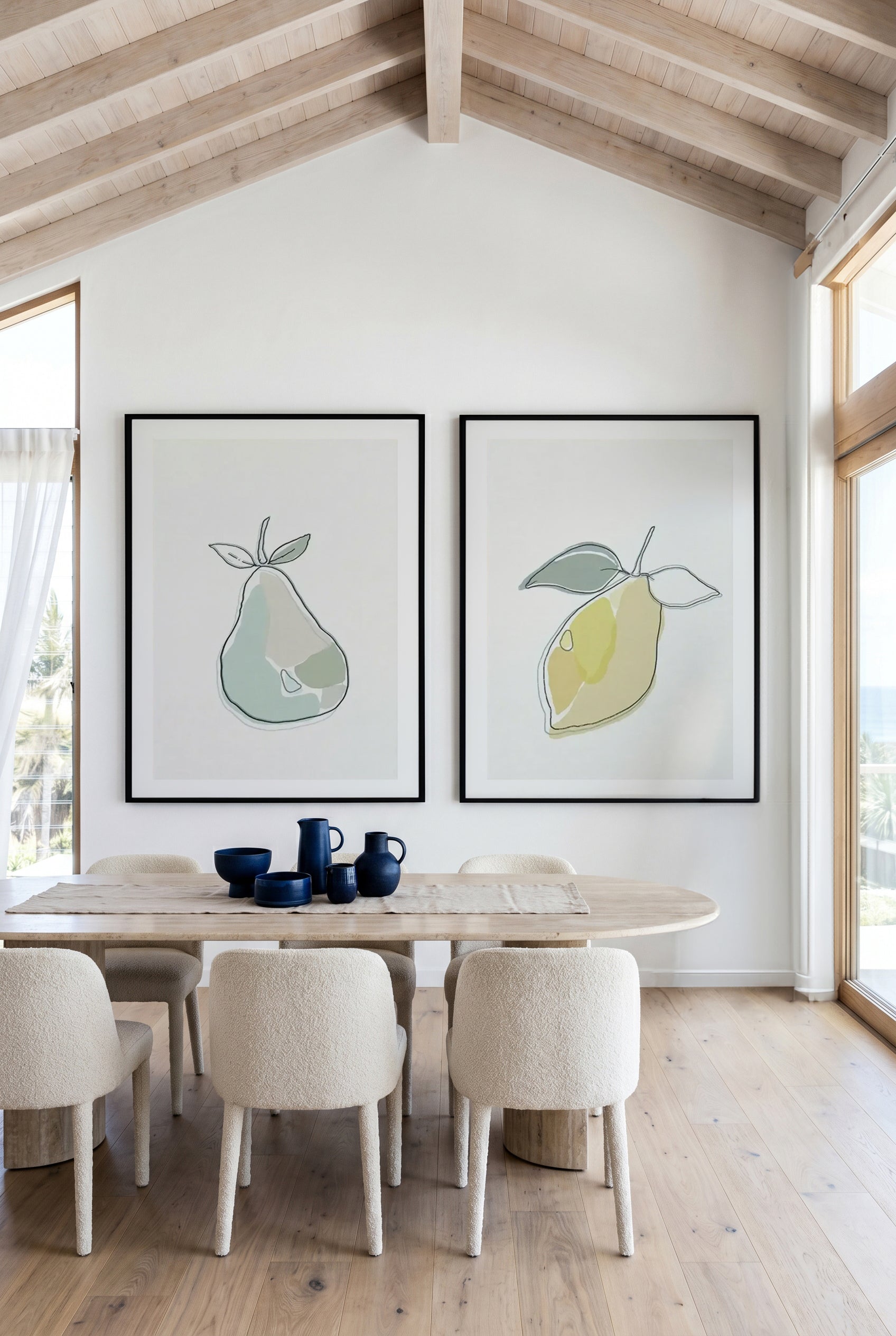 Abstract Pear & Limone Art Print Set of 2 | Matching Wall Art