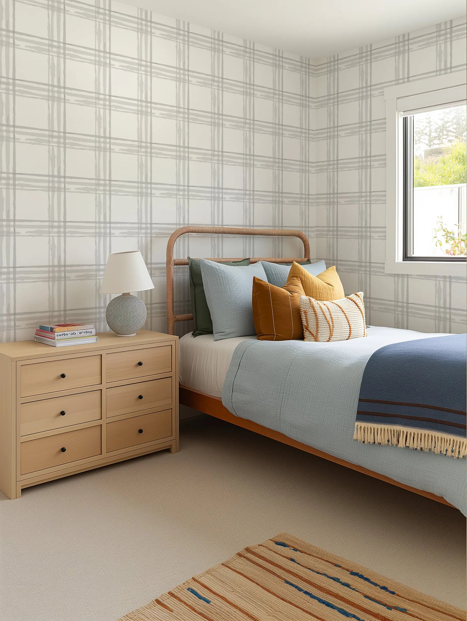 Abstract Plaid Check Wallpaper from Olive et Oriel where you can shop wallpaper and artworks online