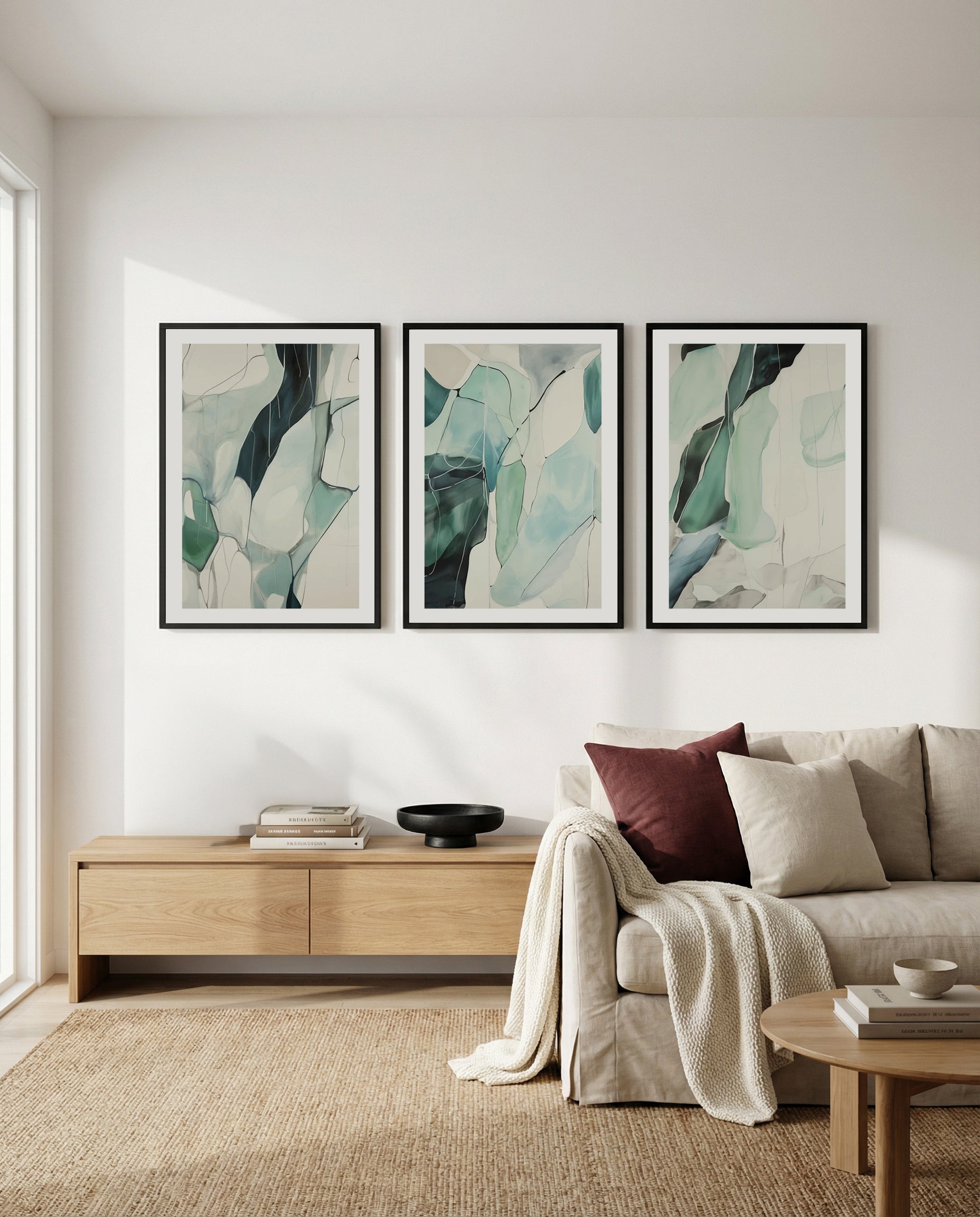Abstract Seaglass I, II & III | 3 Piece Wall Art Set from Olive et Oriel where you can shop wallpaper and artworks online
