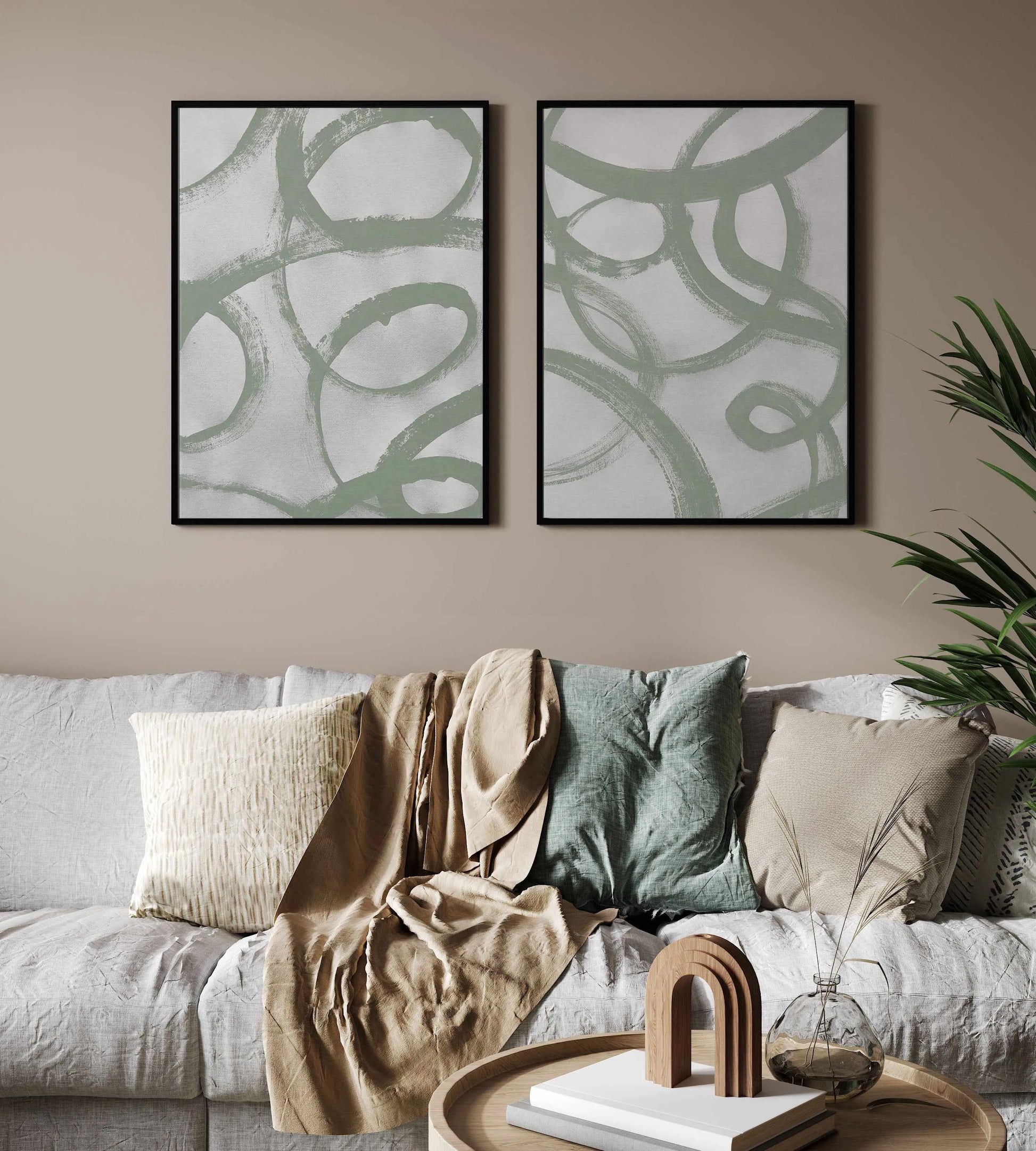 Acrylic Abstract II in Sage | Framed Canvas Art Print from Olive et Oriel where you can shop wallpaper and artworks online